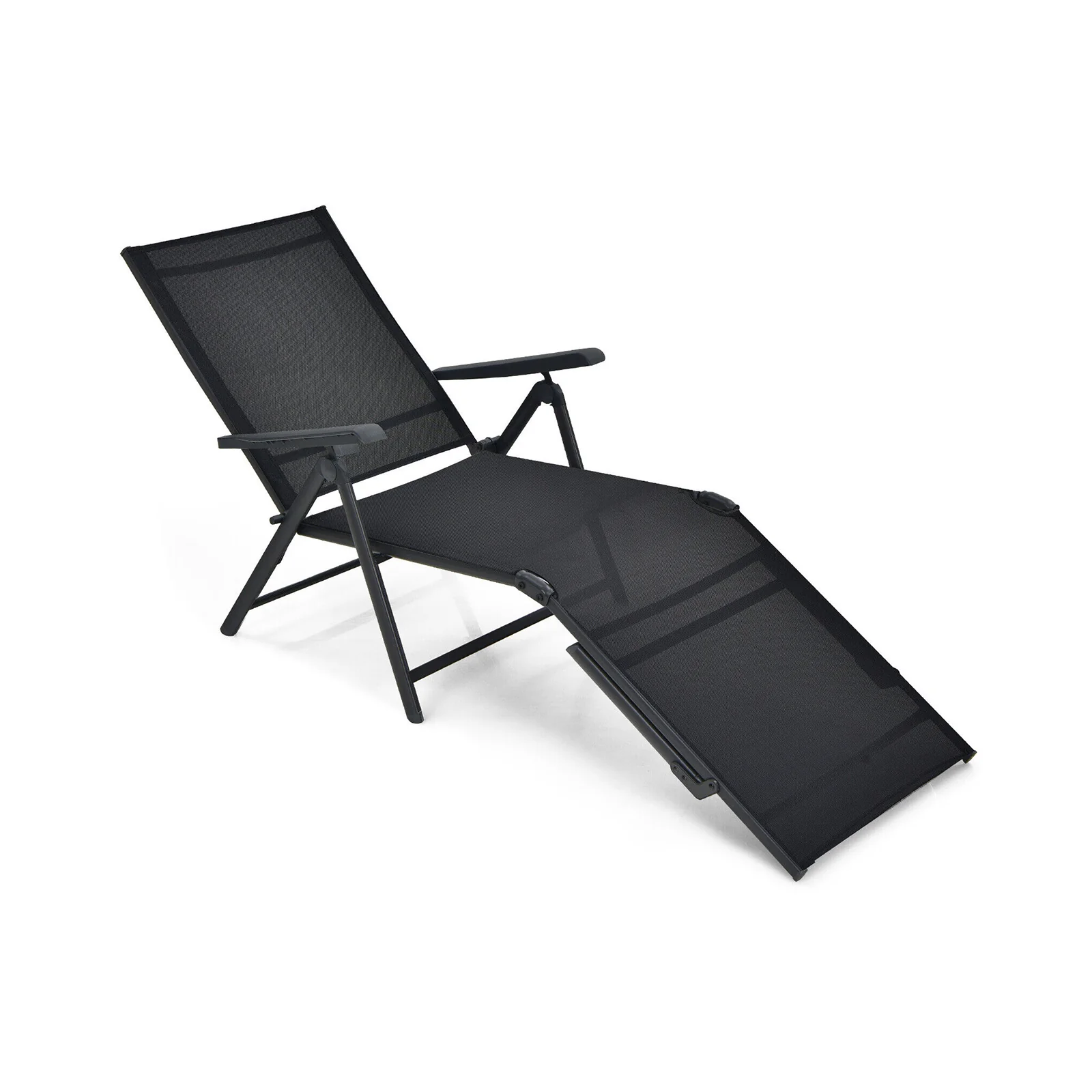 Patio Foldable Chaise Lounge Chair, Black