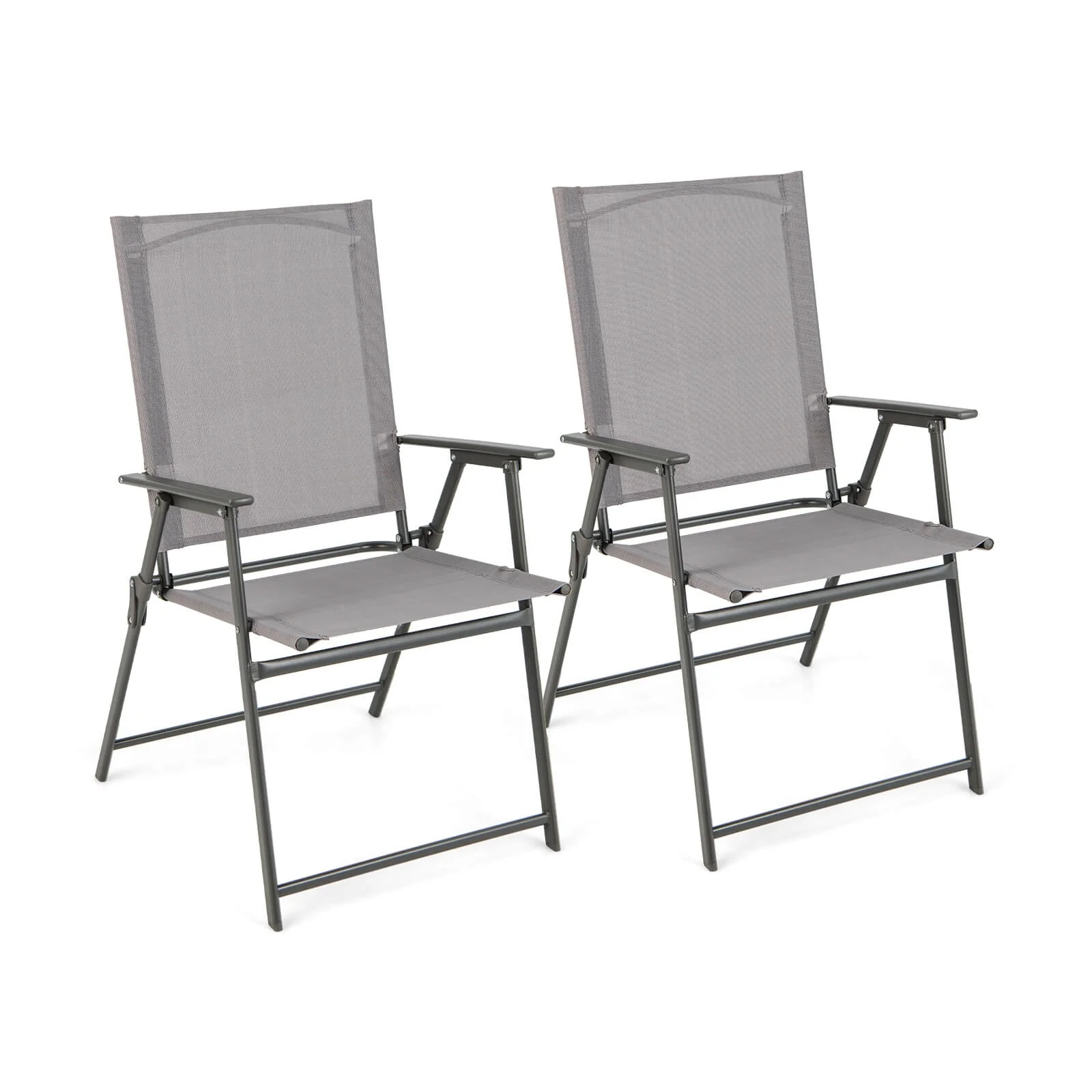 Patio Folding Chair Set, 4 Pack, Rustproof Metal Frame, Gray - Image 4