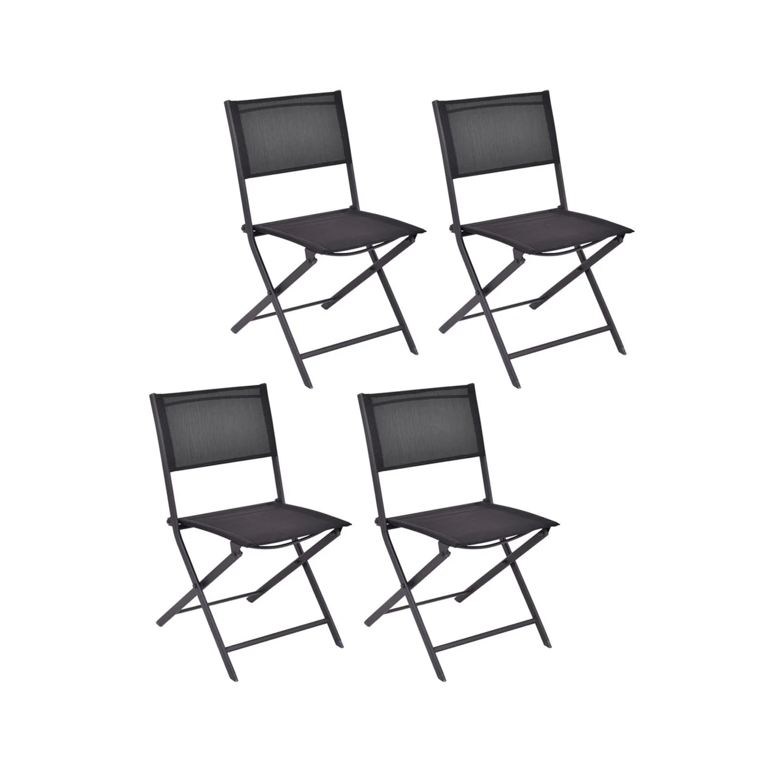 Patio Folding Chairs Set Of 4, Black