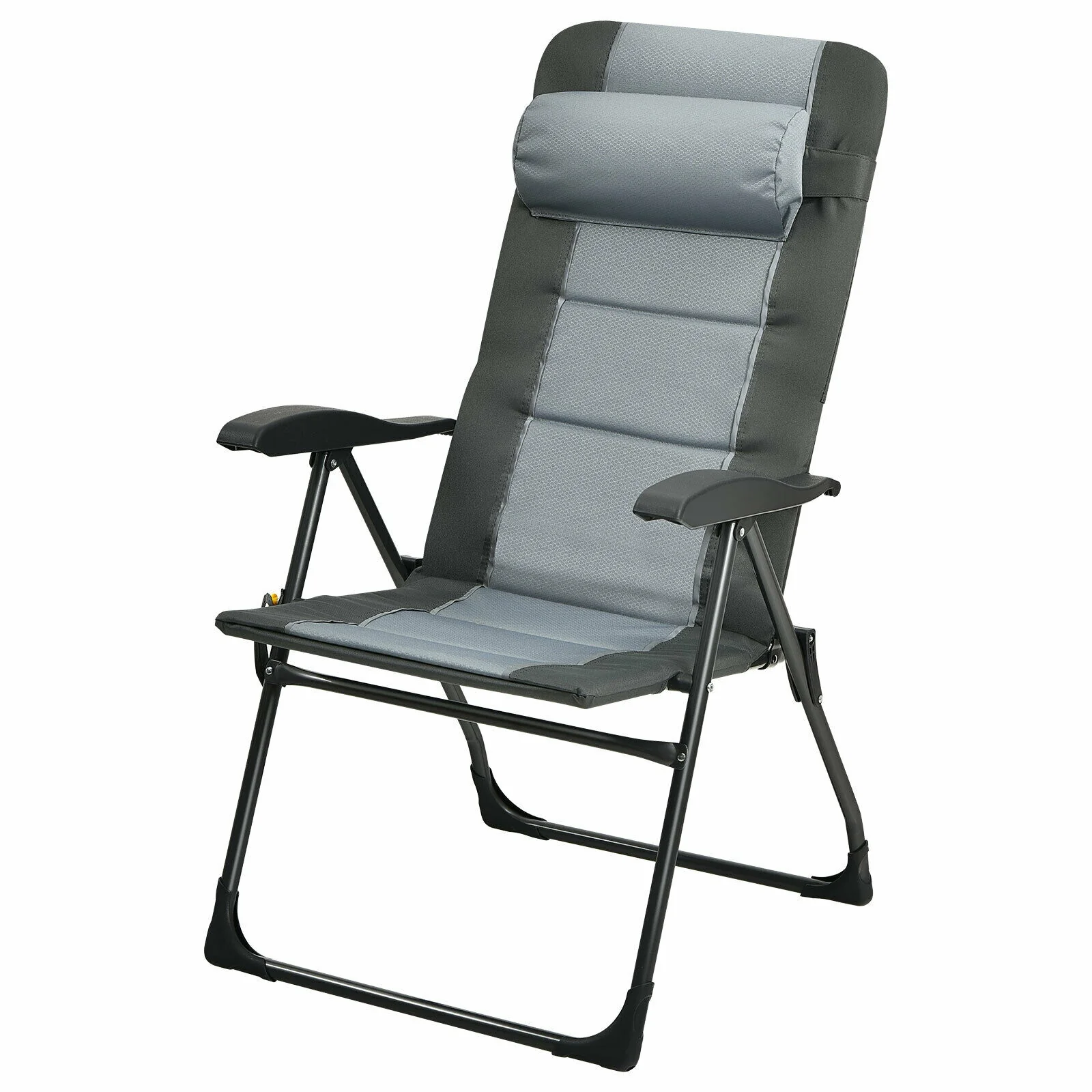 Patio Folding Dining Chair With Ottoman Set, Adjustable Recliner, Gray - Image 5