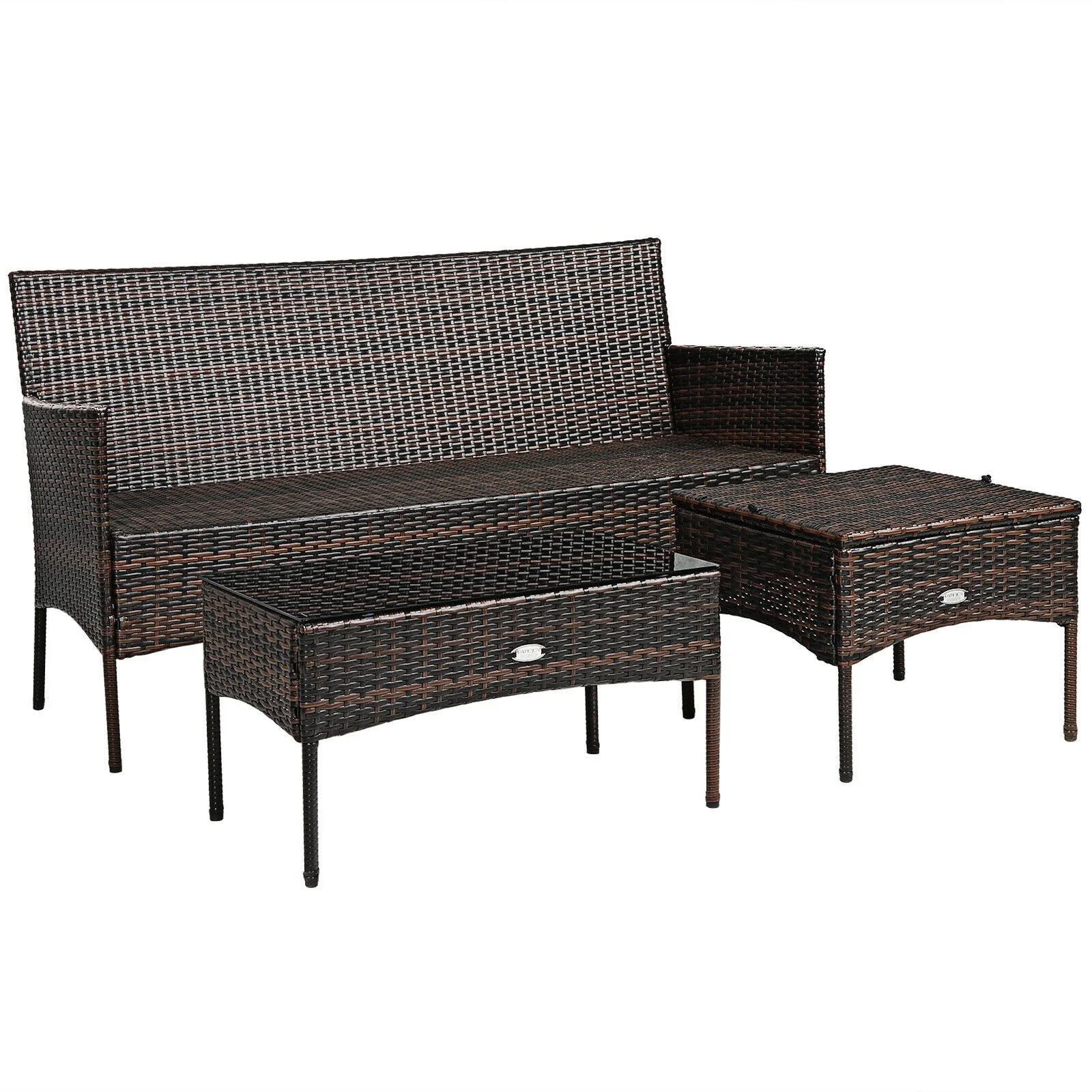 Patio Furniture Sectional Set, 3 Pieces, 5 Cushions, White - Image 5