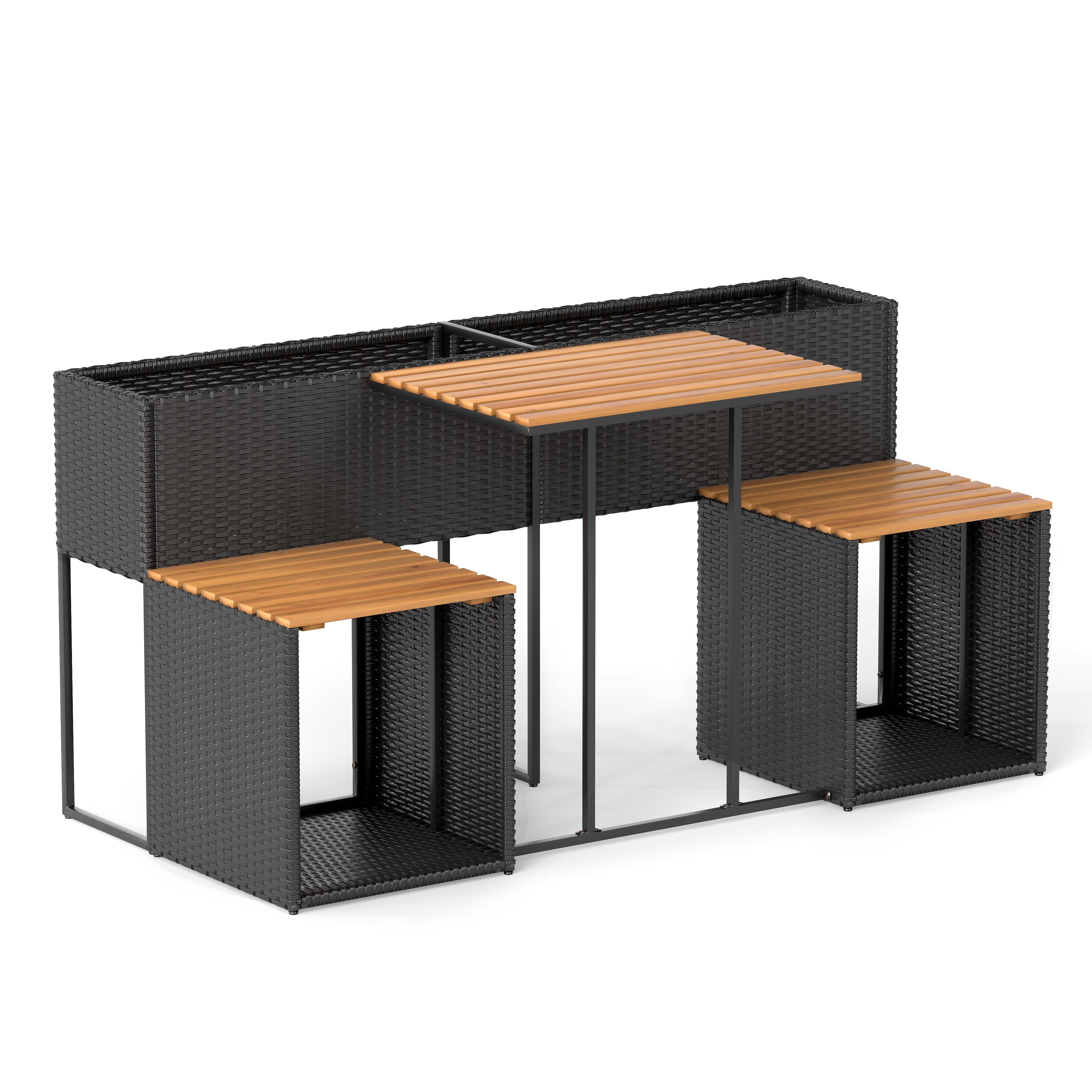 Patio Furniture Set With Raised Garden Bed, Black - Image 4