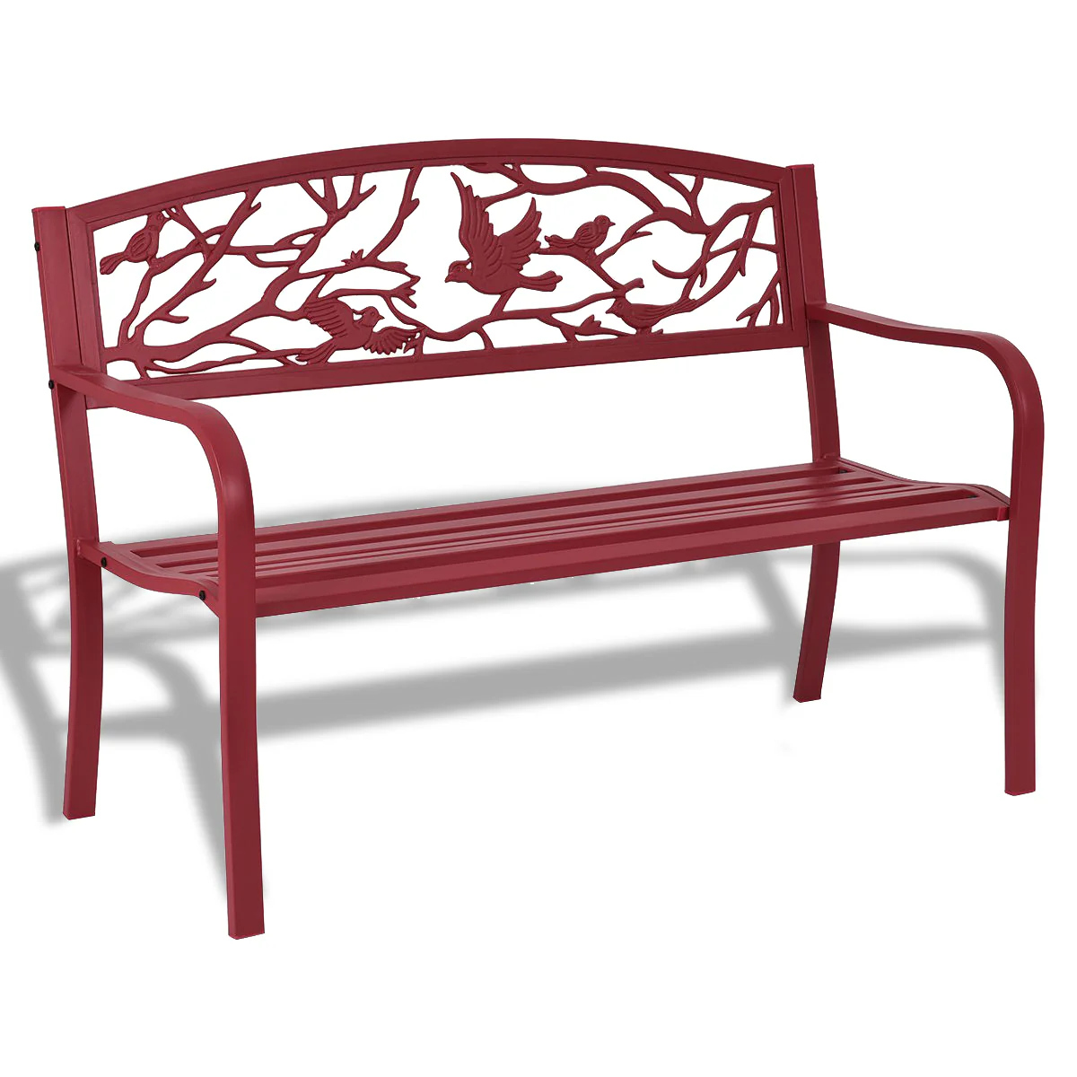 Patio Garden Bench, Outdoor Furniture, Red - Image 4