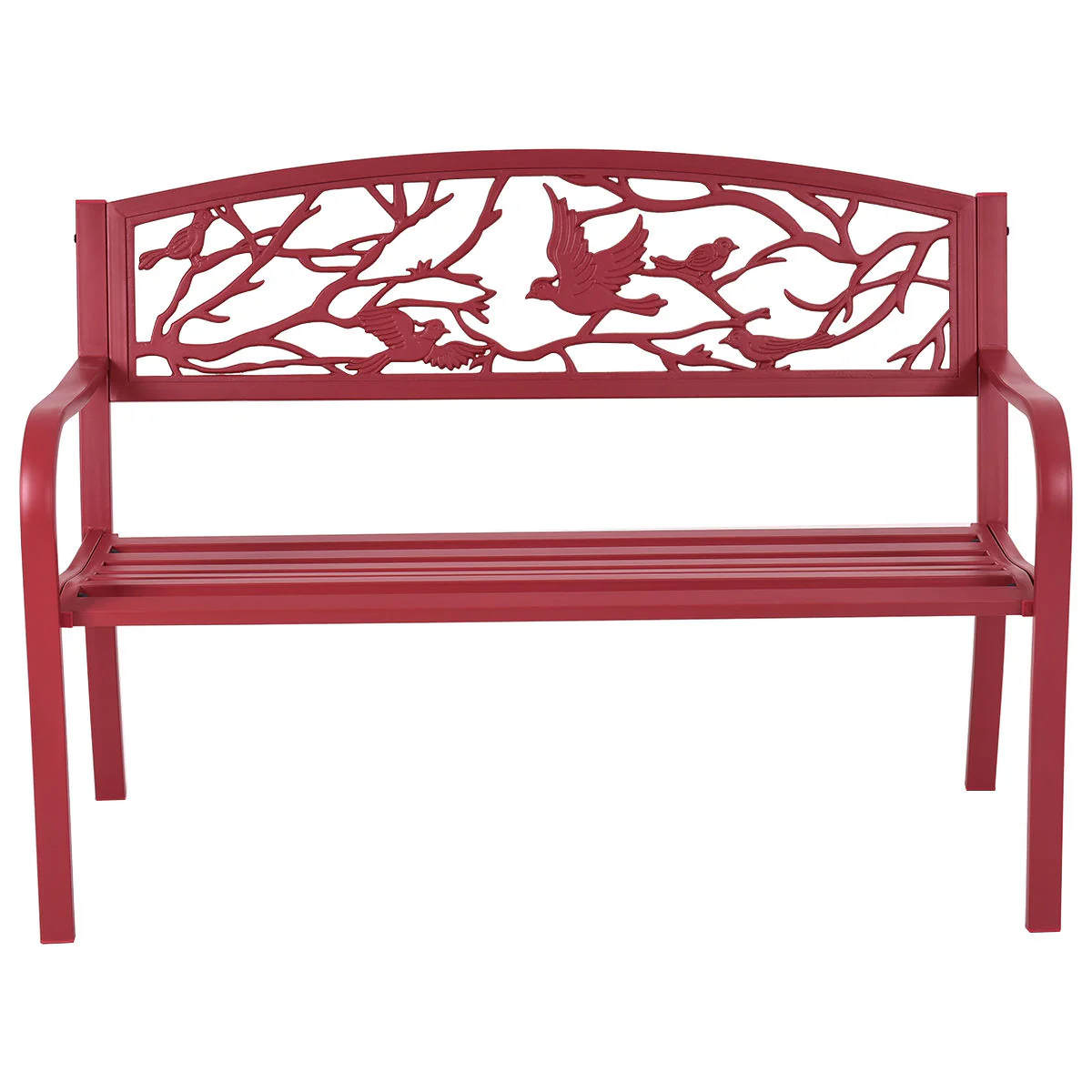 Patio Garden Bench, Outdoor Furniture, Red - Image 5