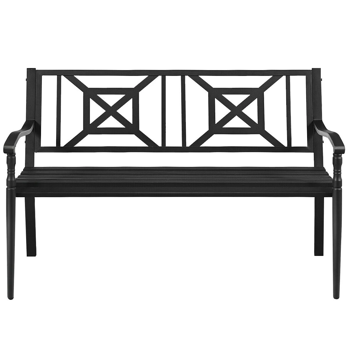 Patio Garden Bench, Powder Coated Steel Frame, Black - Image 5