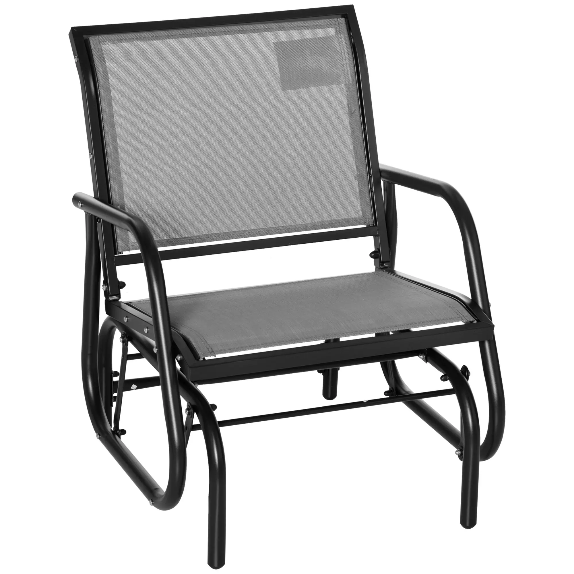 Patio Glider, Breathable Mesh Seat, Metal Frame, Outdoor Swing Chair, Grey