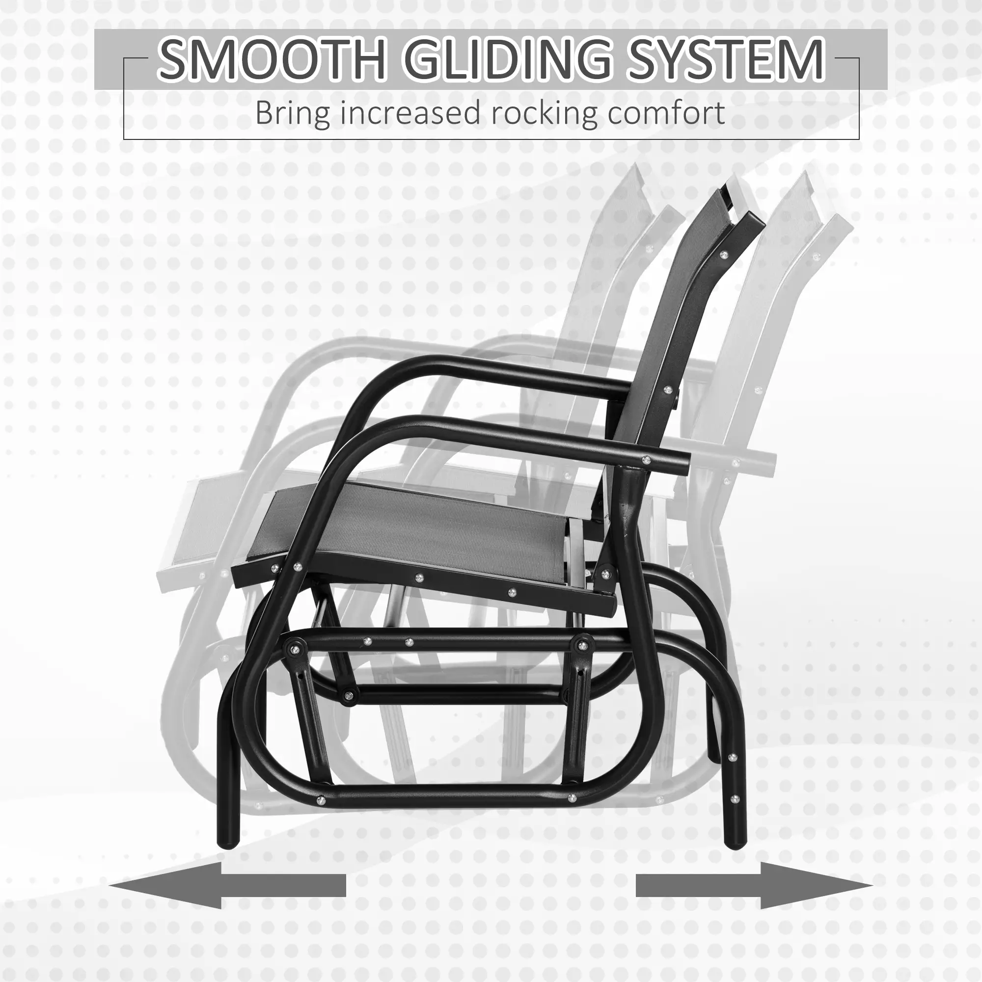 Patio Glider, Breathable Mesh Seat, Metal Frame, Outdoor Swing Chair, Grey - Image 4