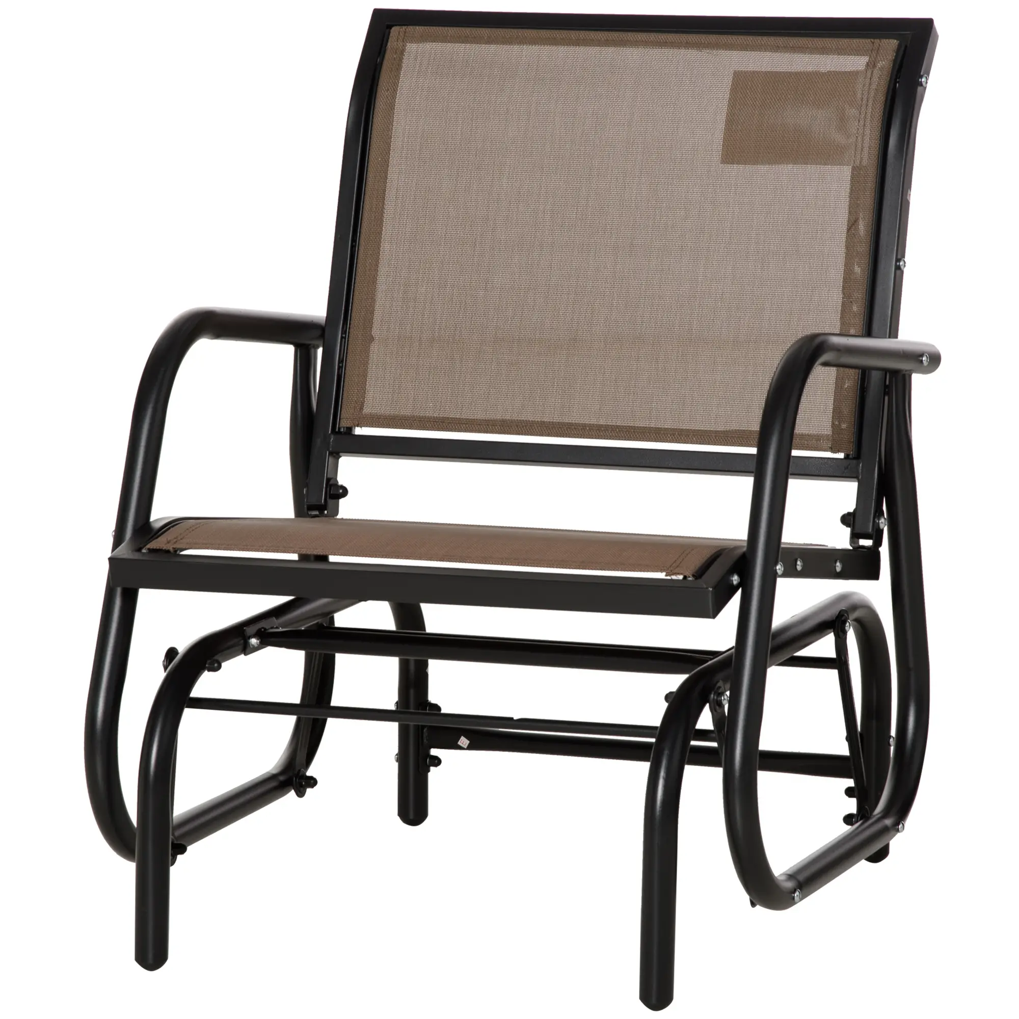 Patio Glider, Breathable Mesh Seat, Metal Frame Swing Chair, Brown - Image 11