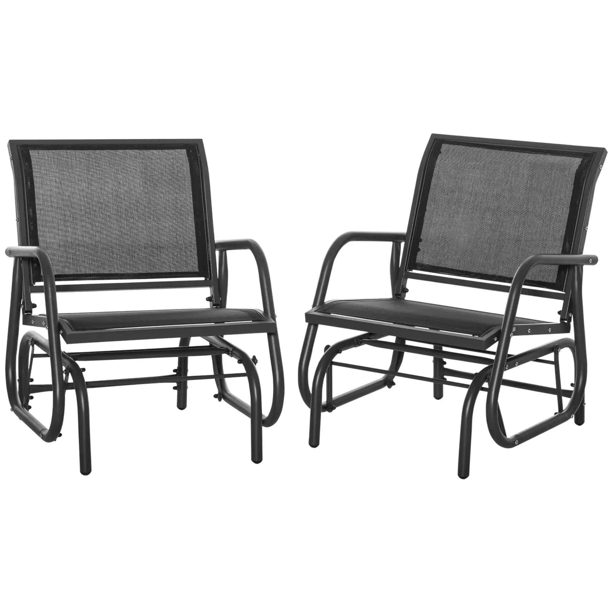 Patio Glider Set, 2 Outdoor Chairs, Breathable Mesh Seat, Black