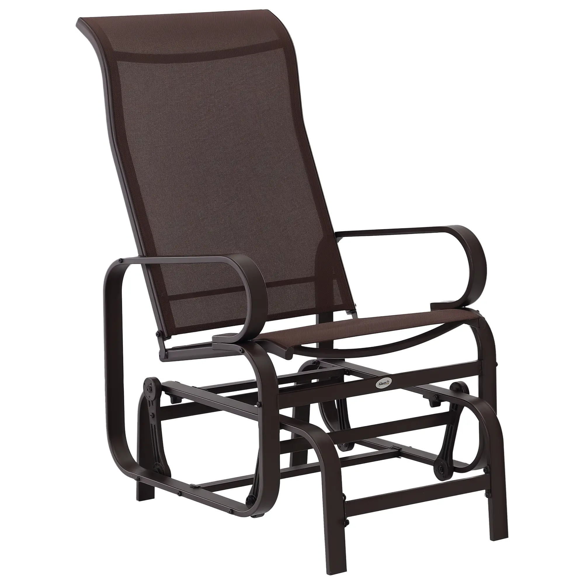 Patio Glider with Mesh Fabric, Outdoor Rocking Chair, Brown
