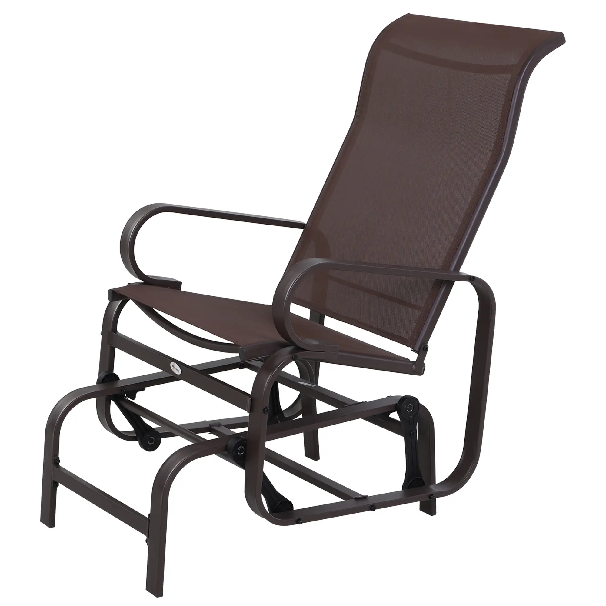 Patio Glider with Mesh Fabric, Outdoor Rocking Chair, Brown - Image 12