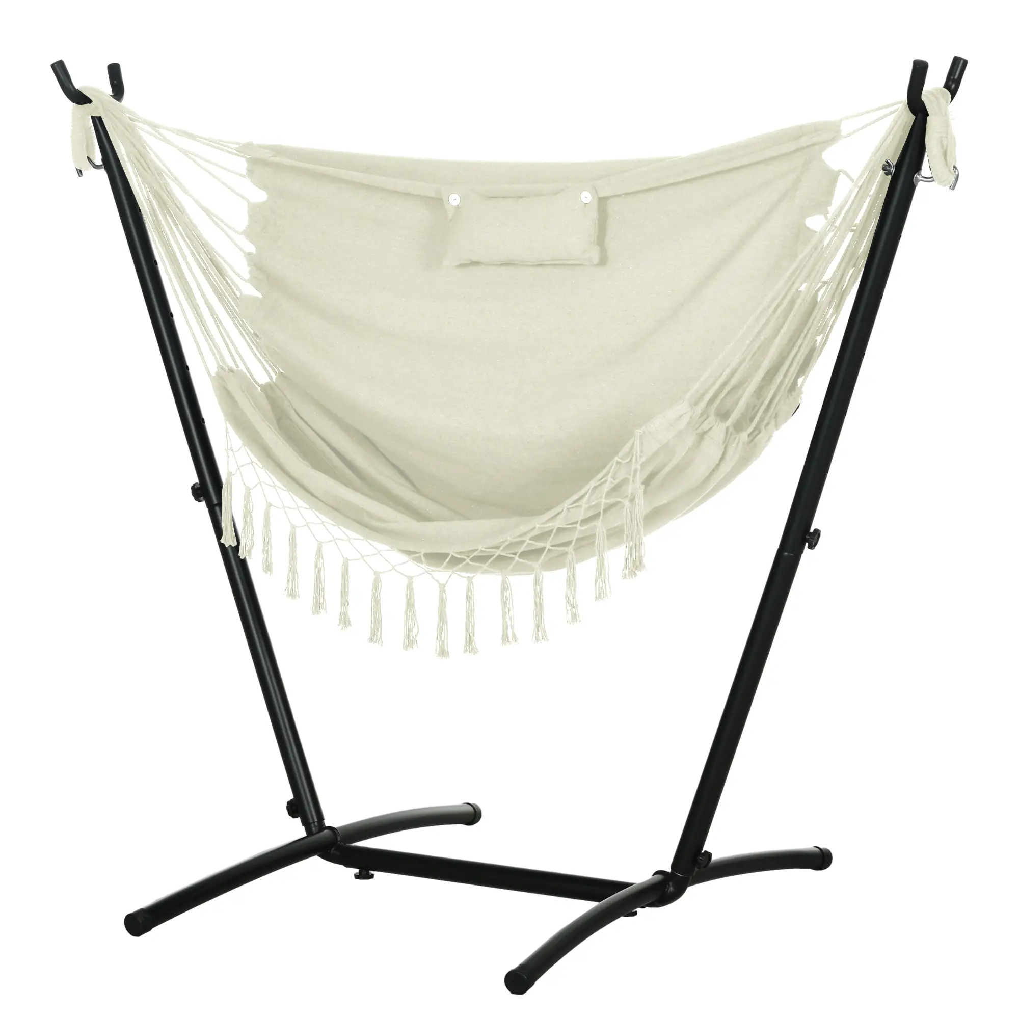 Patio Hammock Chair With Stand, Outdoor Swing, Cream