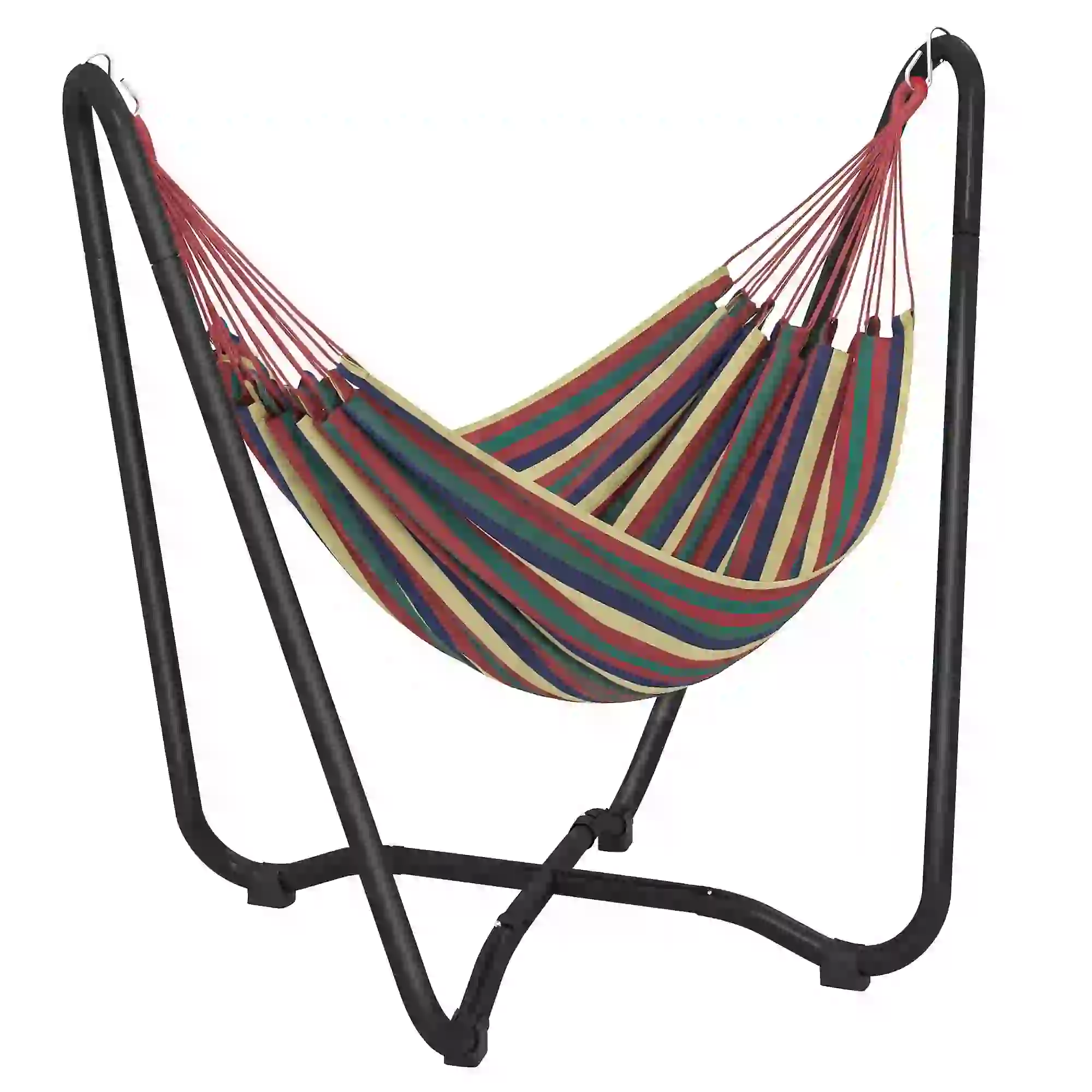 Patio Hammock With Stand, Fabric Outdoor Bed, Multi-Colored