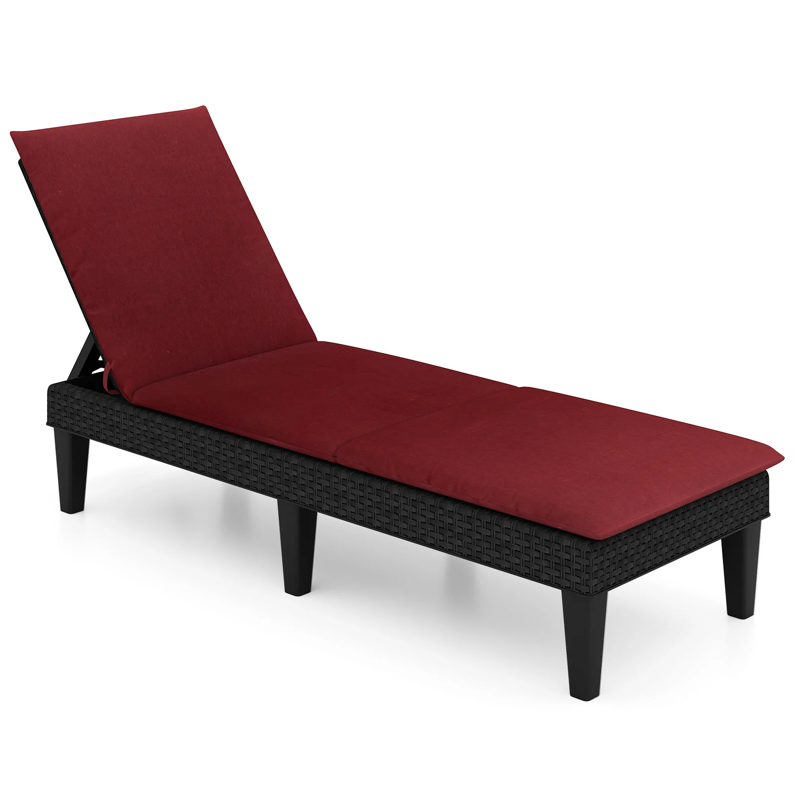 Patio Lounge Chair, 3-Position Adjustable Backrest, Red - Image 3