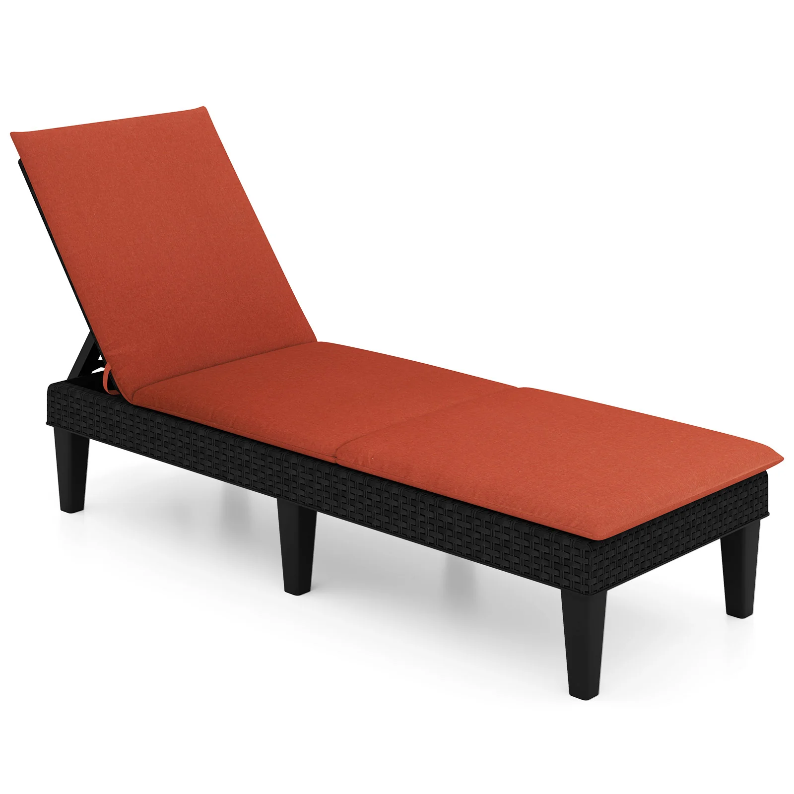 Patio Lounge Chair, Adjustable Backrest, Cushion, Orange - Image 3