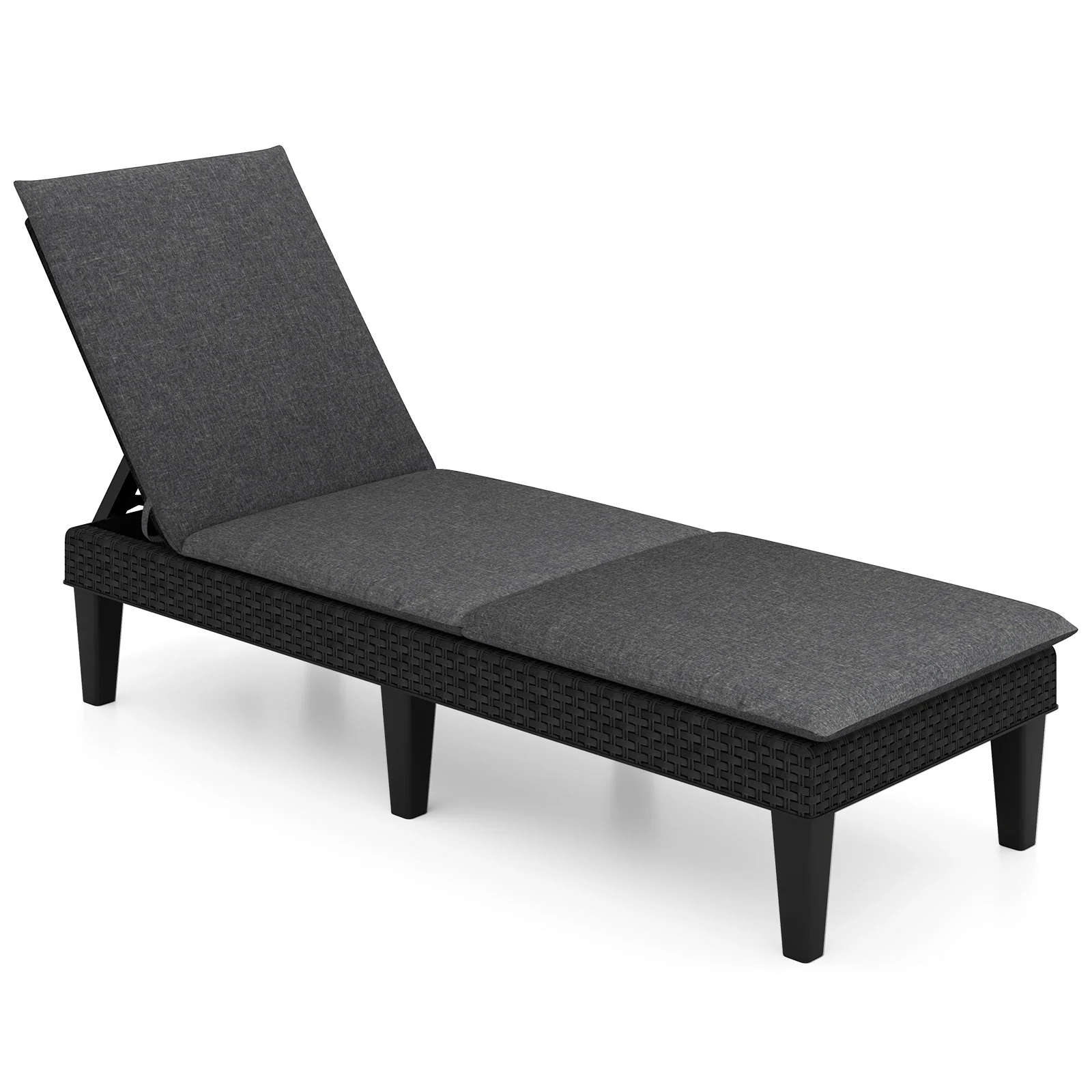 Patio Lounge Chair, Adjustable Backrest, With Cushion, Gray - Image 3