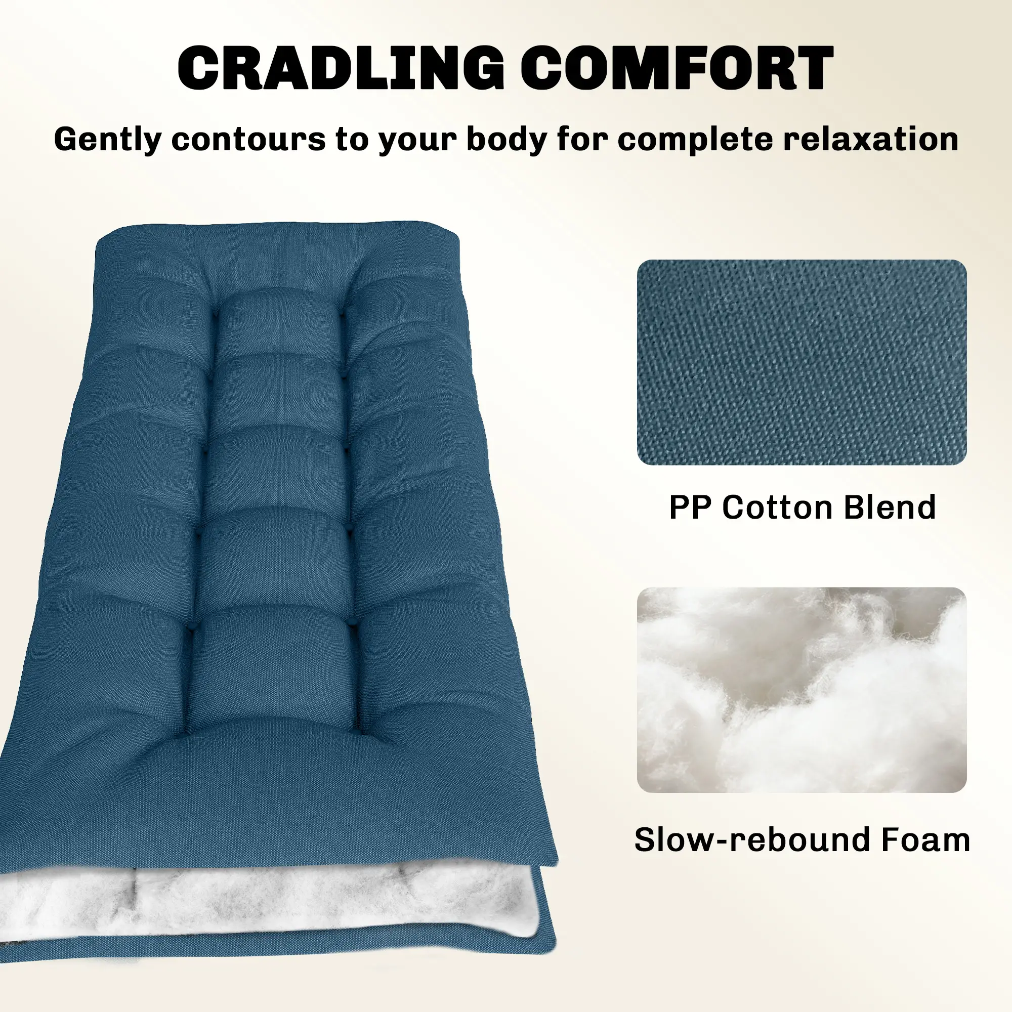 Patio Lounge Chair Cushion, UV50+ with Straps, 78 x 25.6 inch, Blue - Image 5