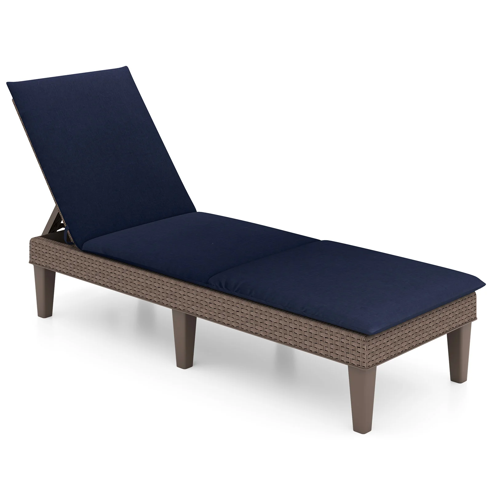 Patio Lounge Recliner Chair, Adjustable Backrest, Navy - Image 4
