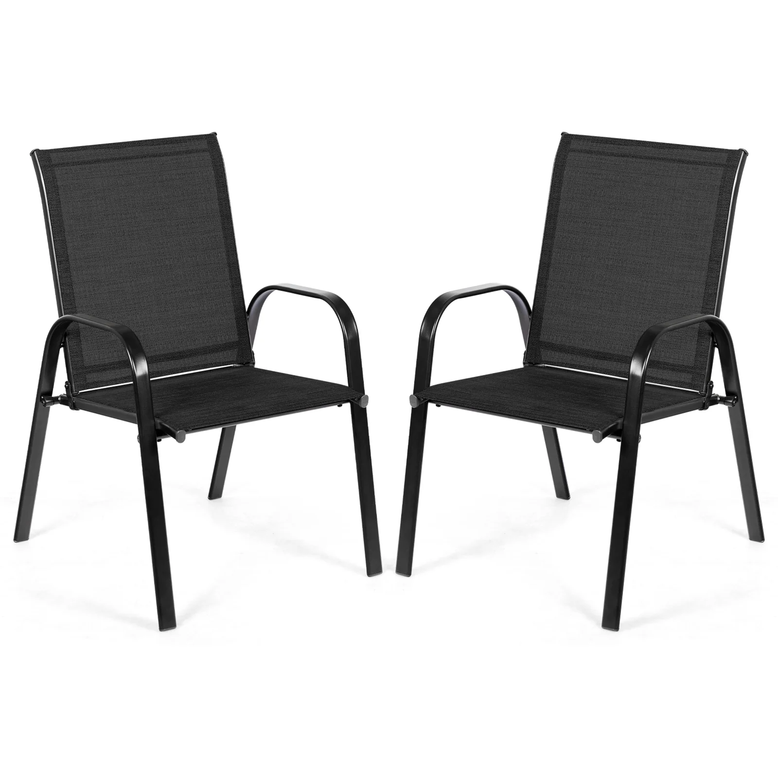 Patio Outdoor Dining Chair, 2 Pieces, Black