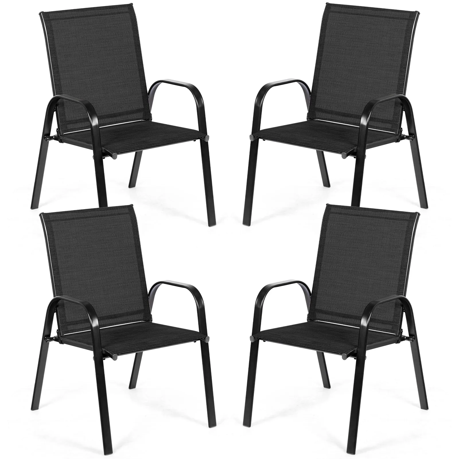 Patio Outdoor Dining Chair, 2 Pieces, Black - Image 5