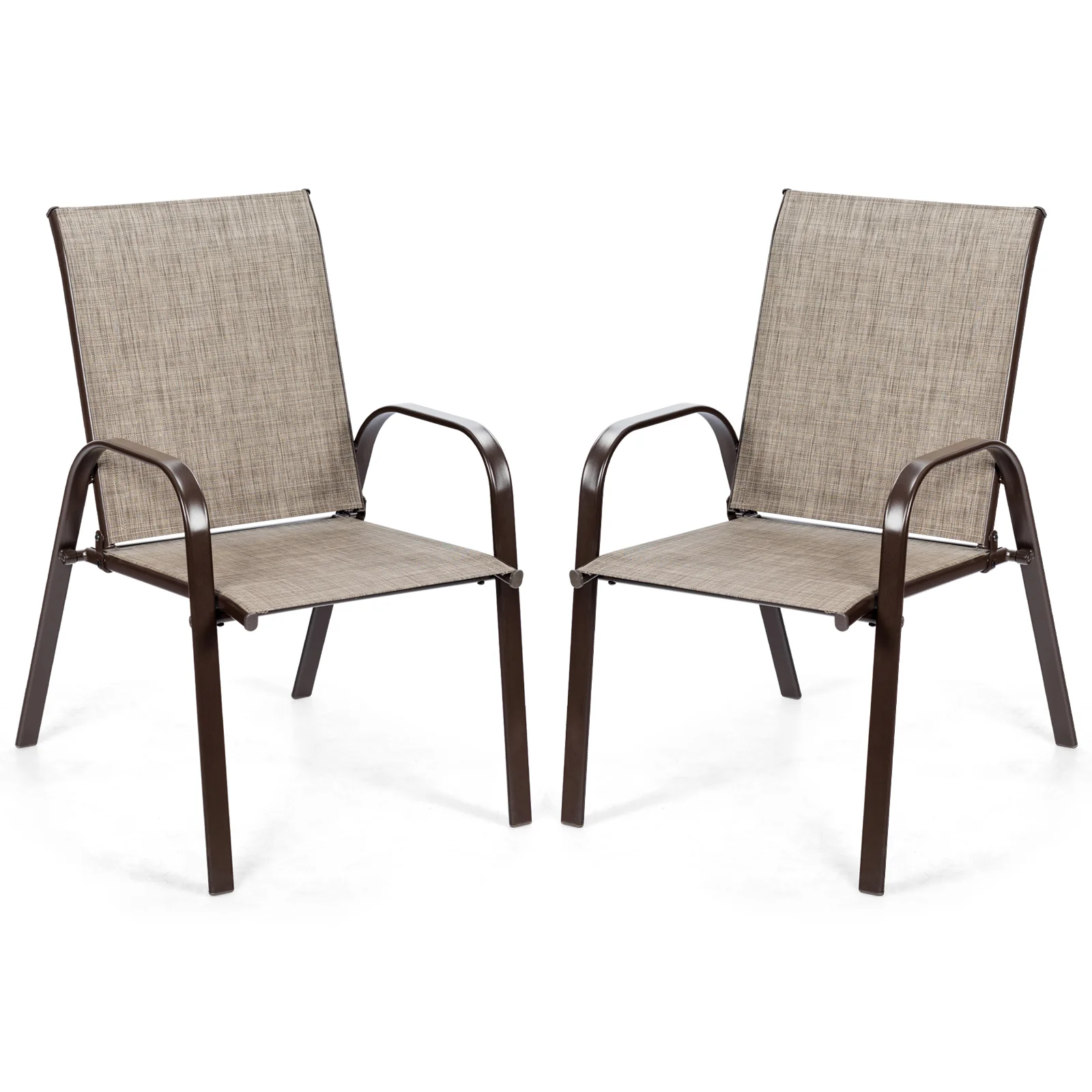 Patio Outdoor Dining Chair, 2 Pieces, Gray - Image 4