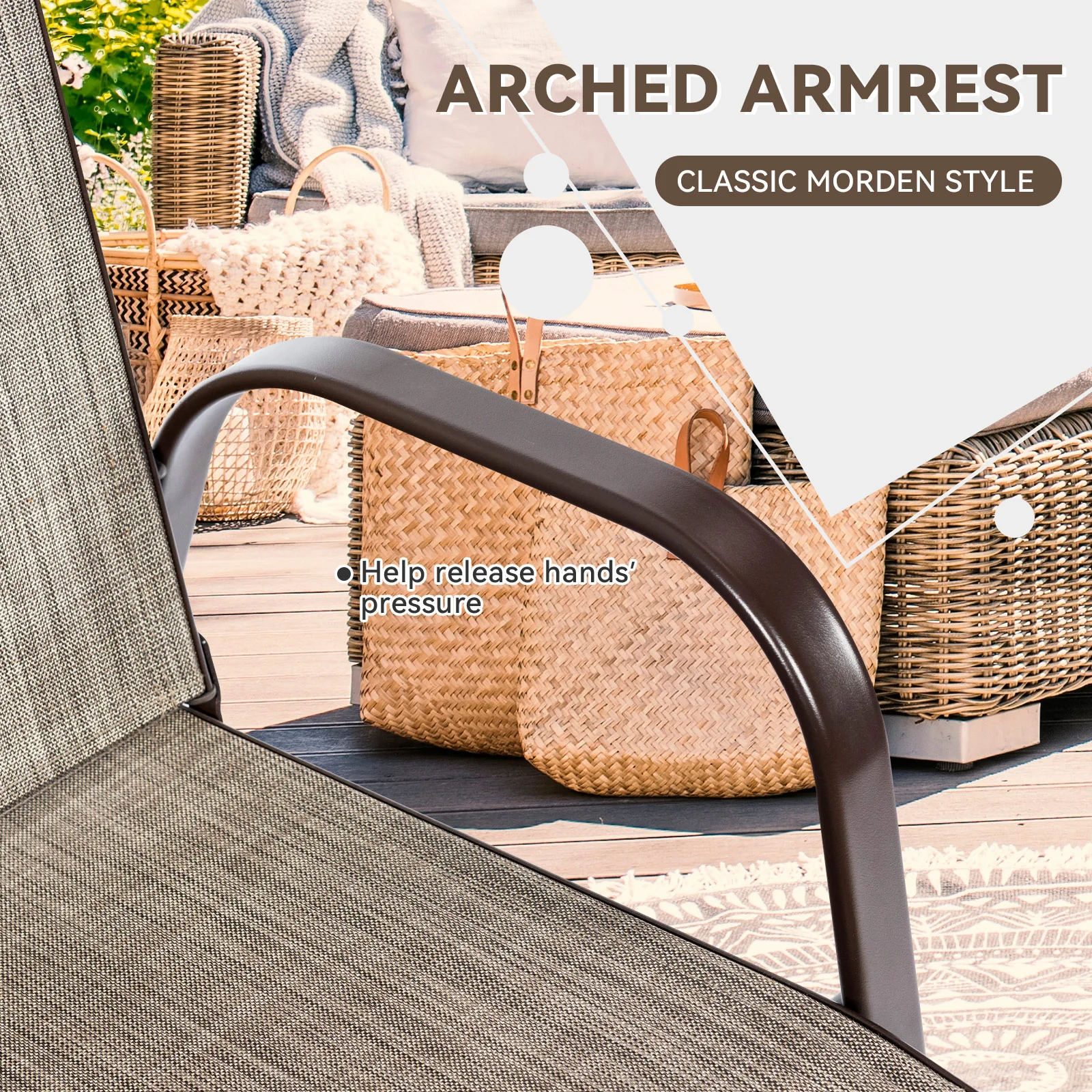 Patio Outdoor Dining Chair, 2 Pieces, Gray - Image 6