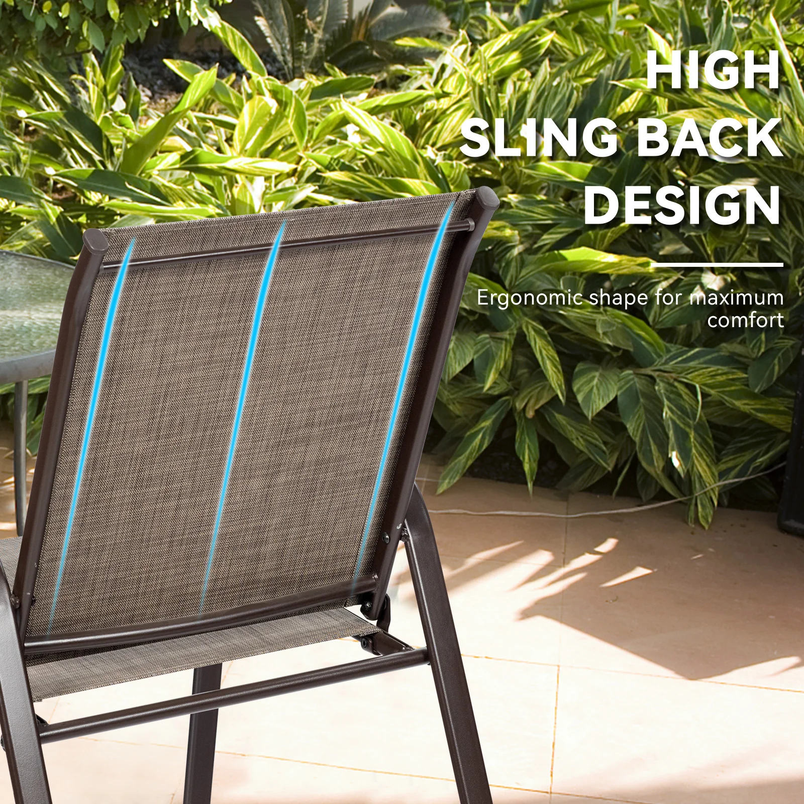 Patio Outdoor Dining Chair, 2 Pieces, Gray - Image 8