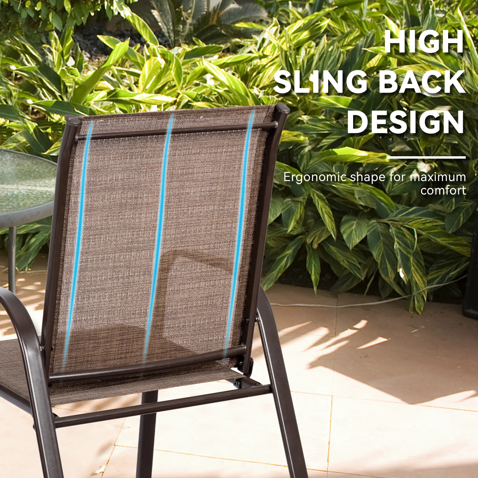 Patio Outdoor Dining Chair, 2 Pieces With Armrest, Brown - Image 7