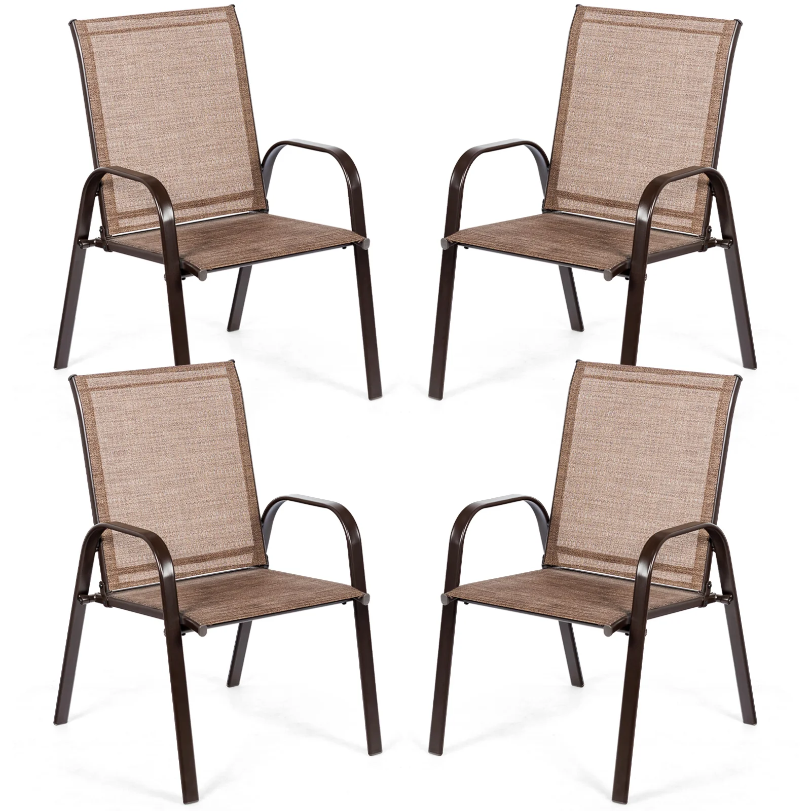 Patio Outdoor Dining Chair, 2 Pieces With Armrest, Brown - Image 9