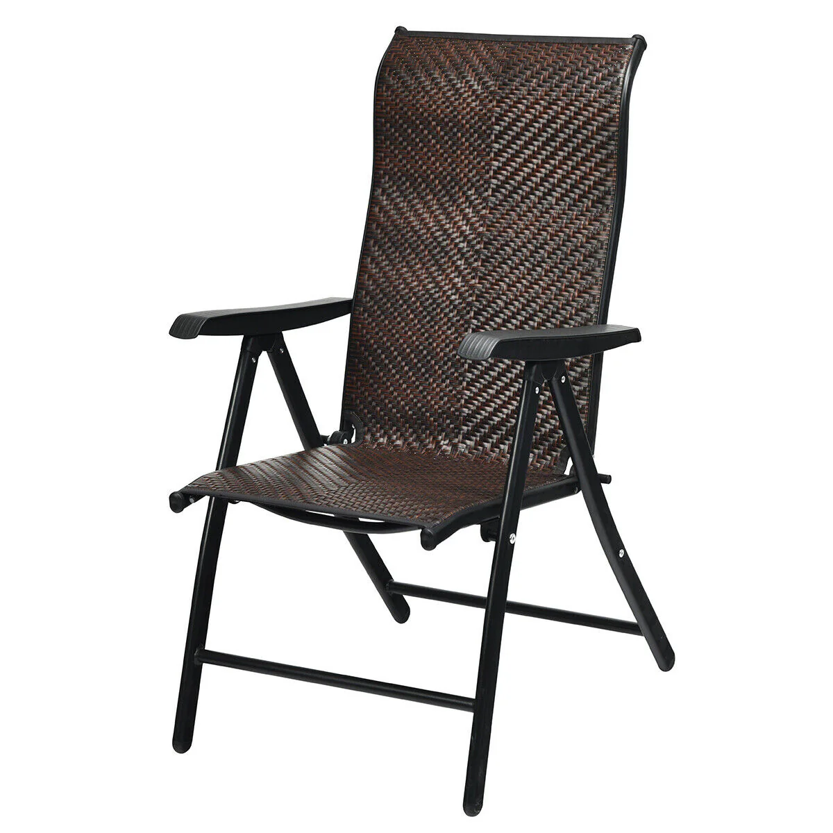Patio Rattan Folding Chair, Brown - Image 5
