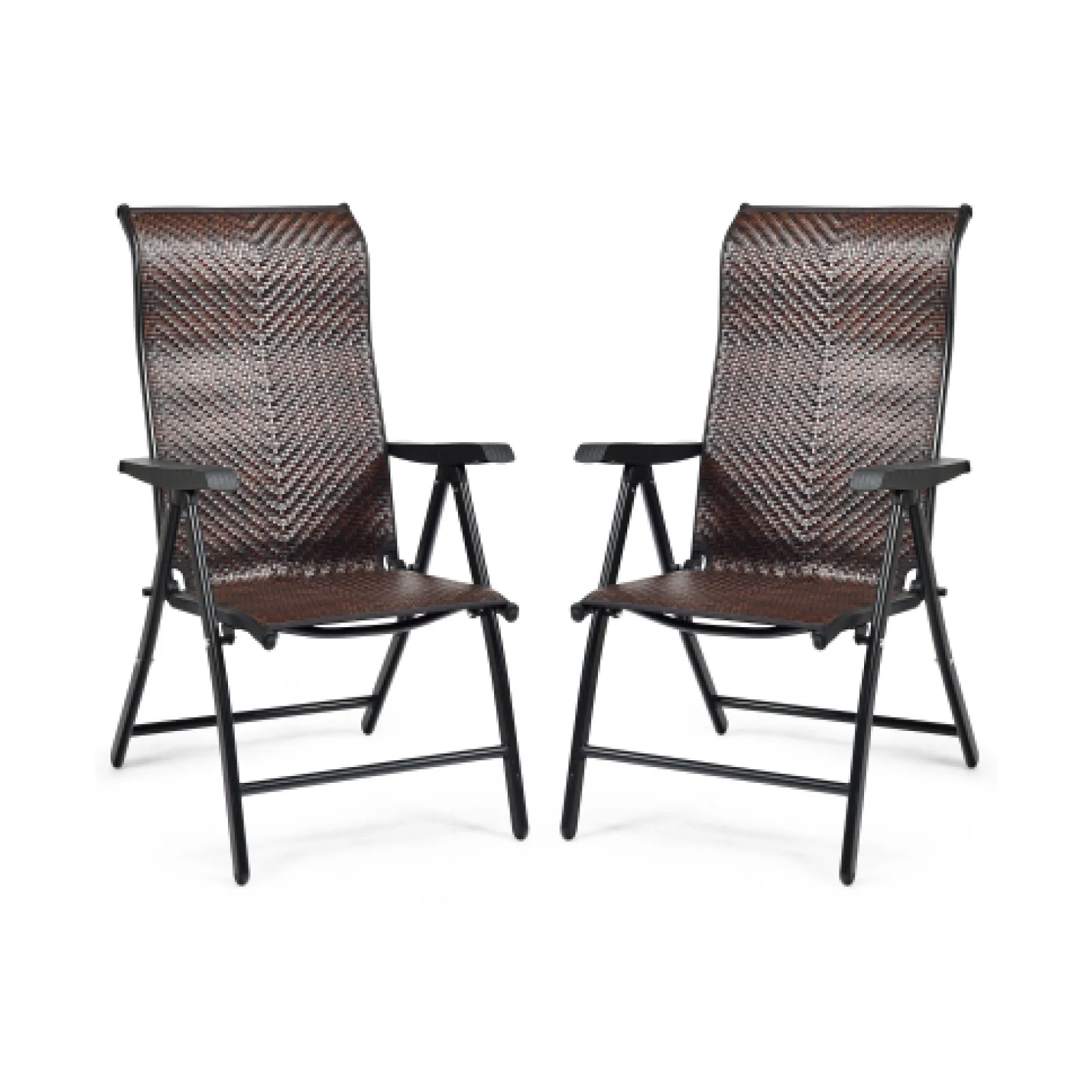 Patio Rattan Folding Reclining Chair, Brown
