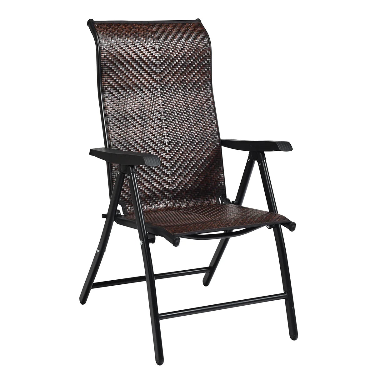 Patio Rattan Folding Reclining Chair, Brown - Image 7