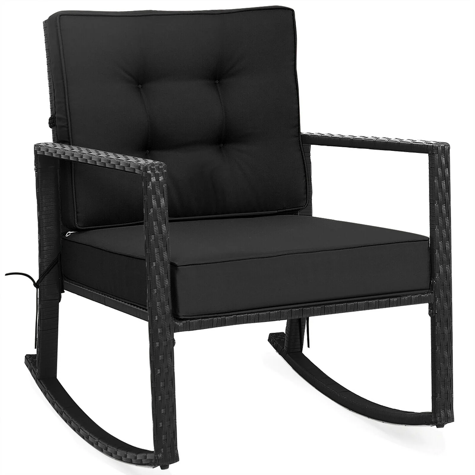 Patio Rattan Rocker Glider Chair, Black - Image 4