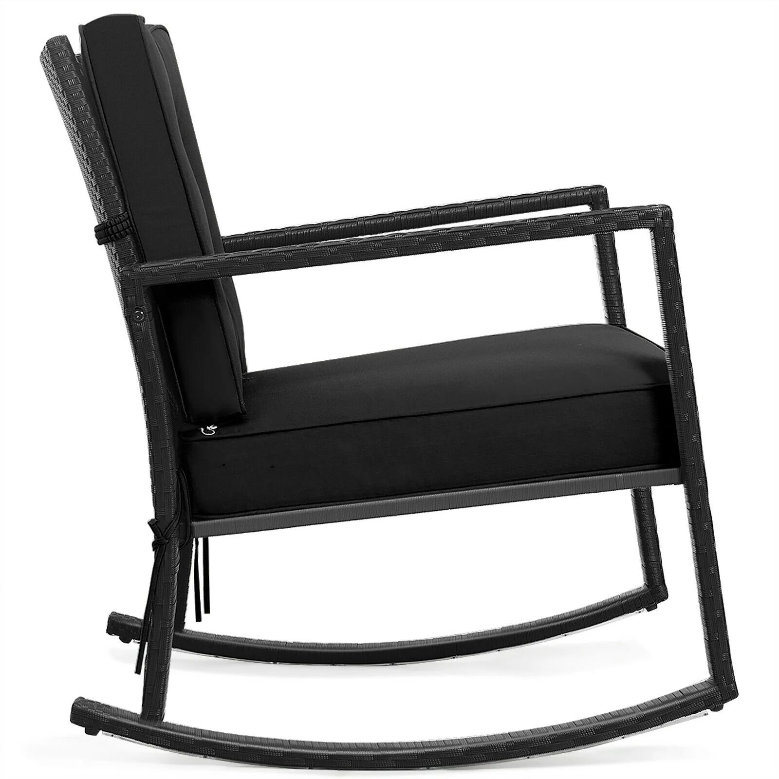 Patio Rattan Rocker Glider Chair, Black - Image 5