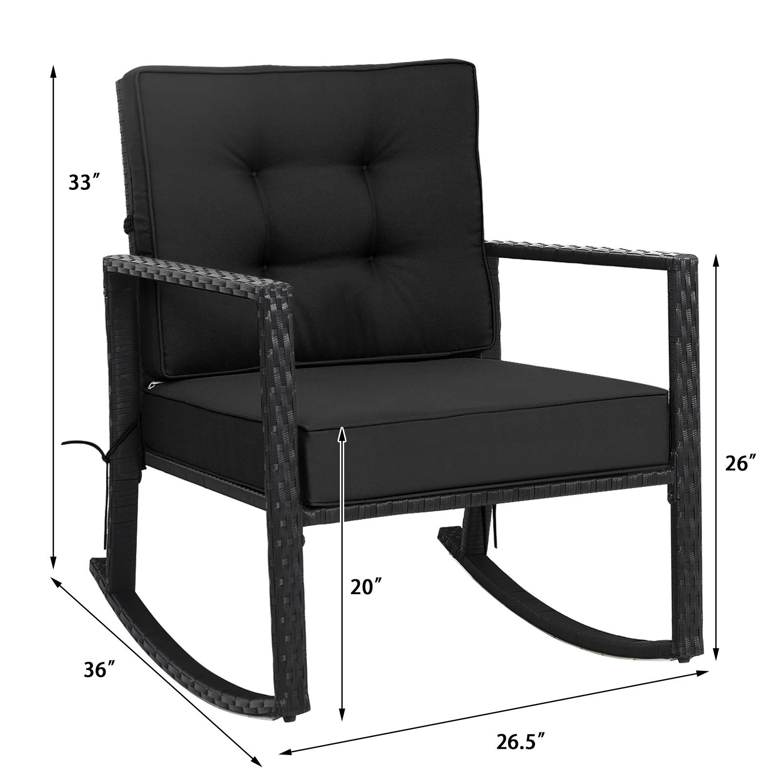 Patio Rattan Rocker Glider Chair, Black - Image 6