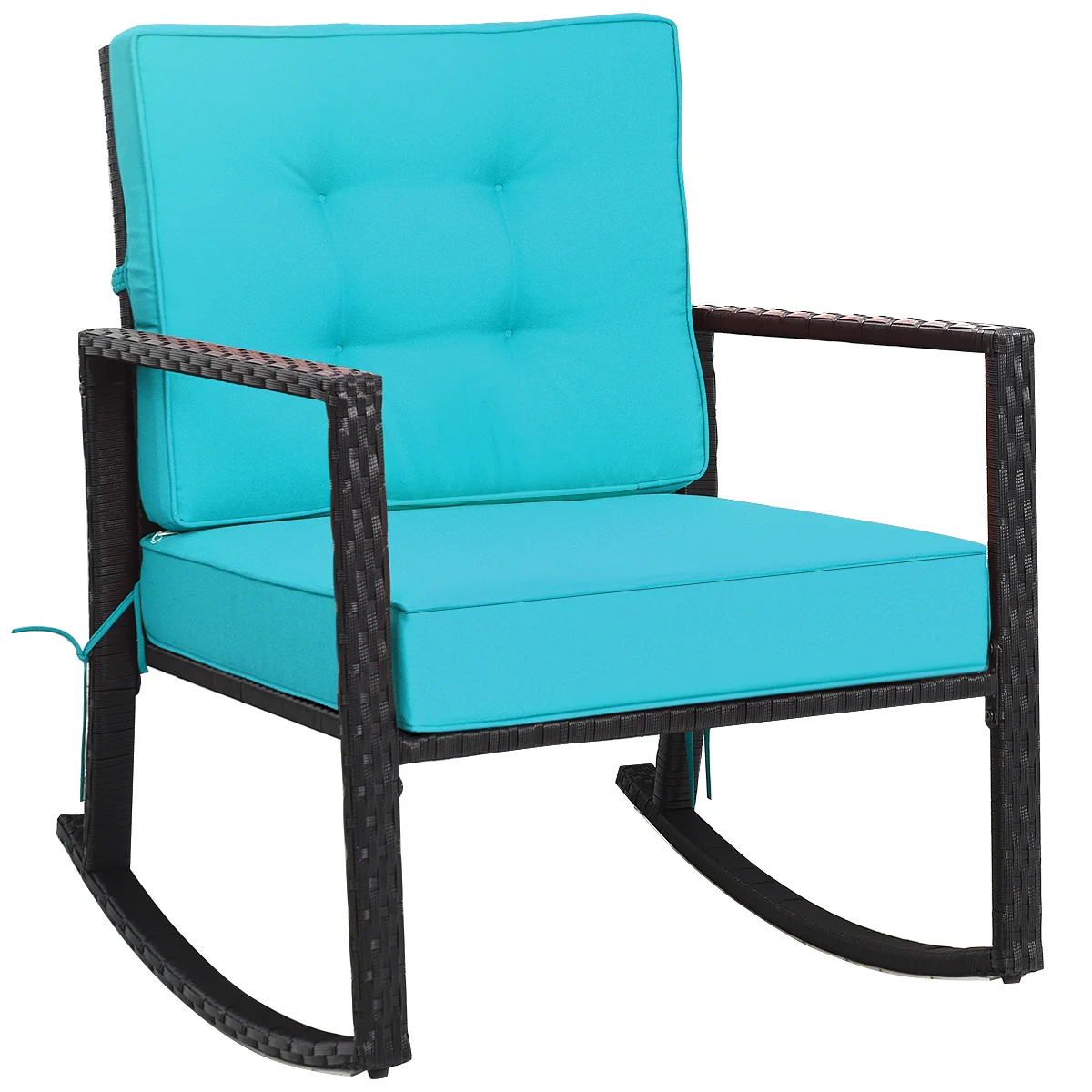 Patio Rattan Rocker Glider Chair, Turquoise