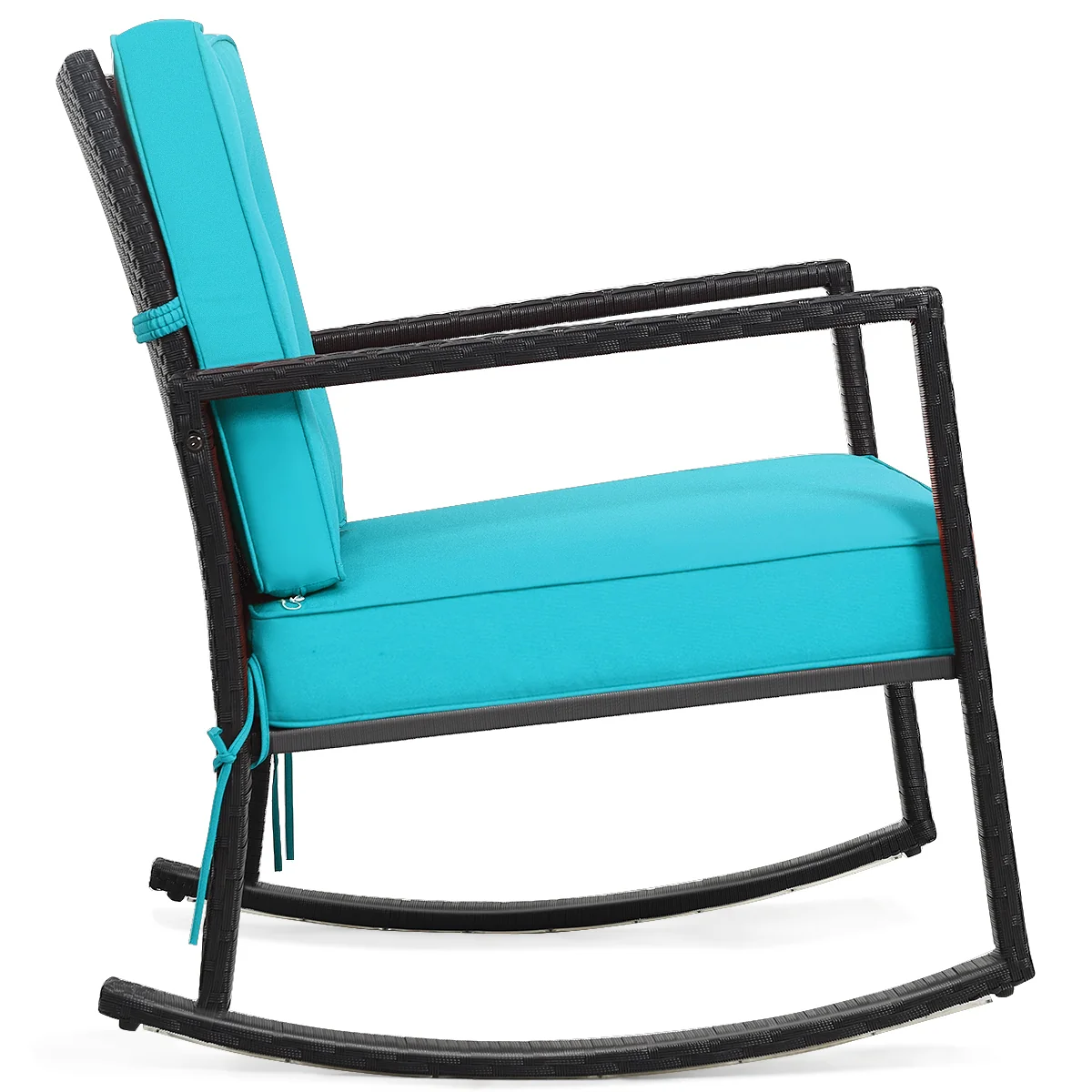 Patio Rattan Rocker Glider Chair, Turquoise - Image 10