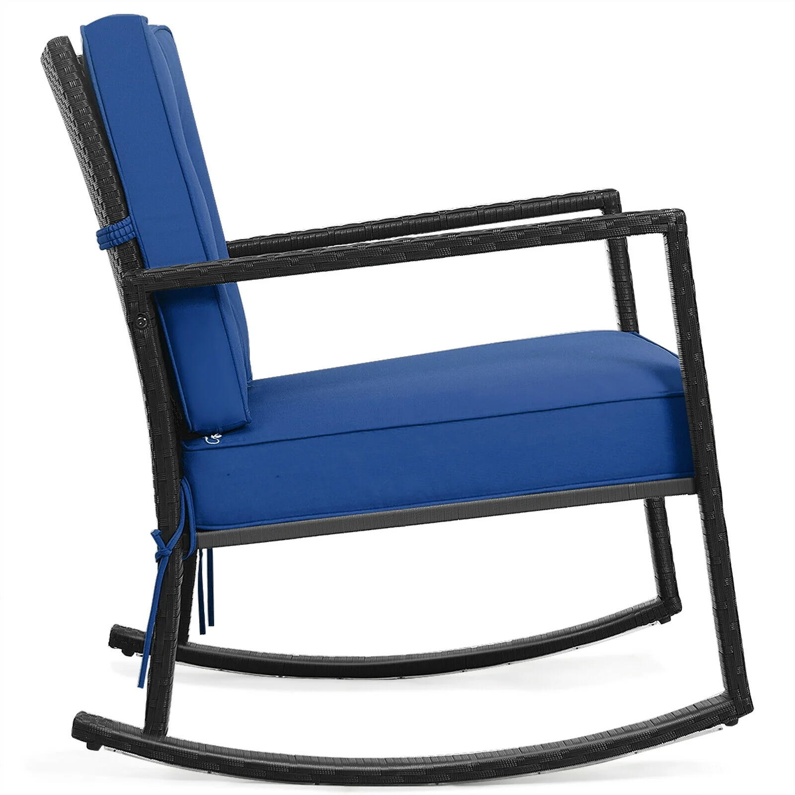 Patio Rattan Rocker Outdoor Glider Rocking Chair, Navy - Image 9