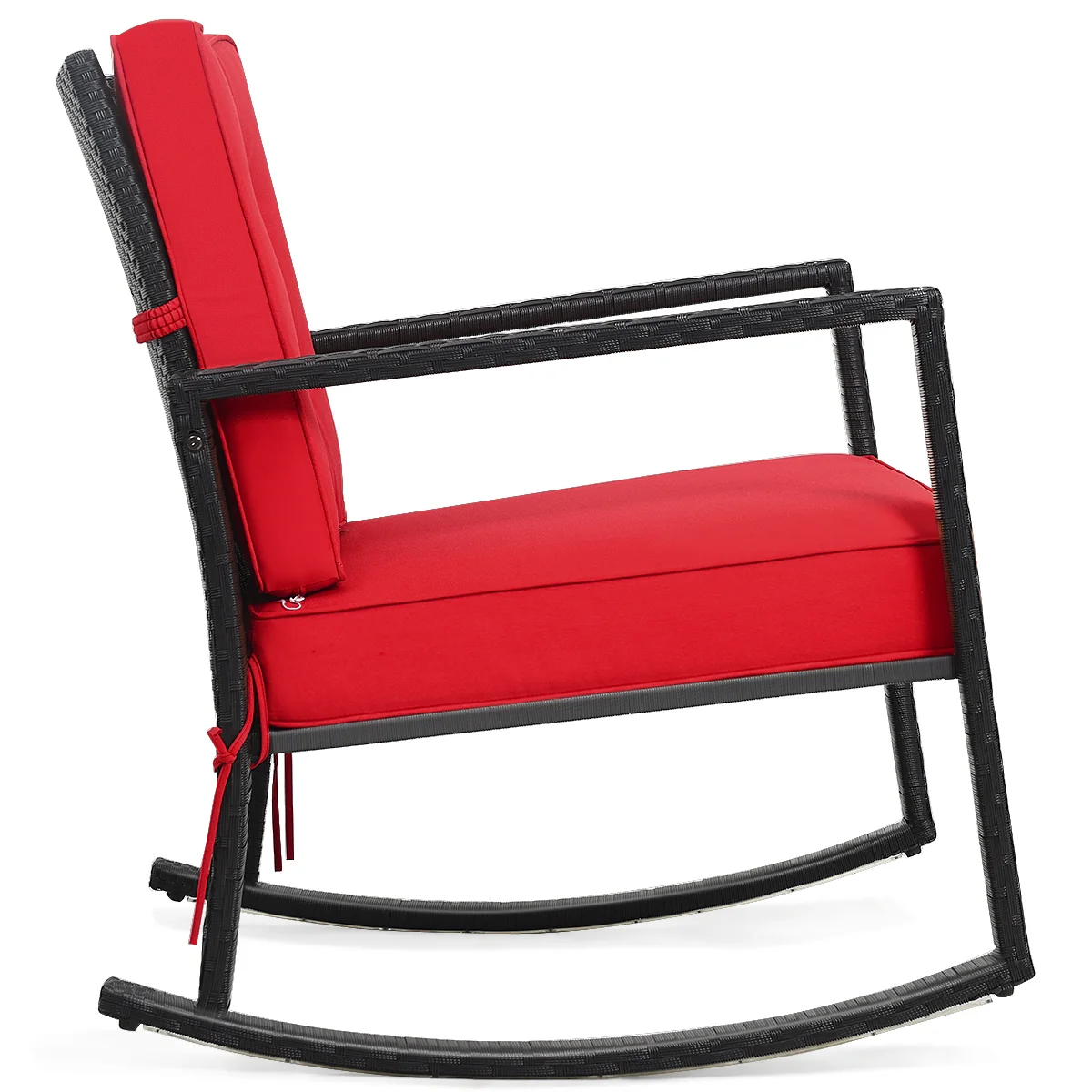 Patio Rattan Rocking Chair, Outdoor Glider, Red - Image 10