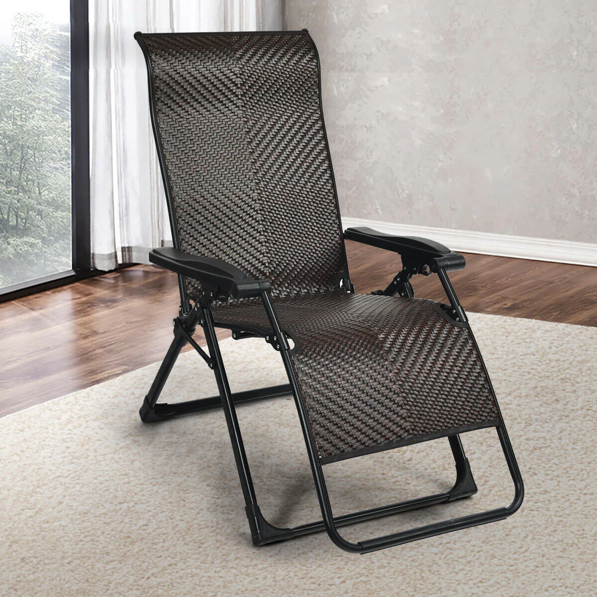 Patio Rattan Zero Gravity Lounge Chair, 2 Pieces - Image 3
