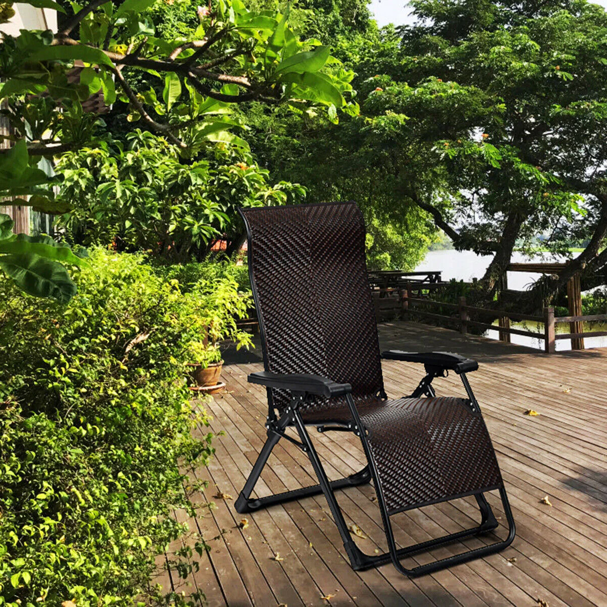 Patio Rattan Zero Gravity Lounge Chair, 2 Pieces - Image 7