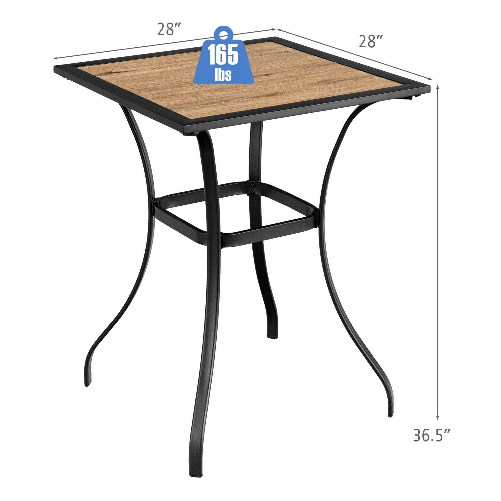 Patio Square Bar Table, Black - Image 6