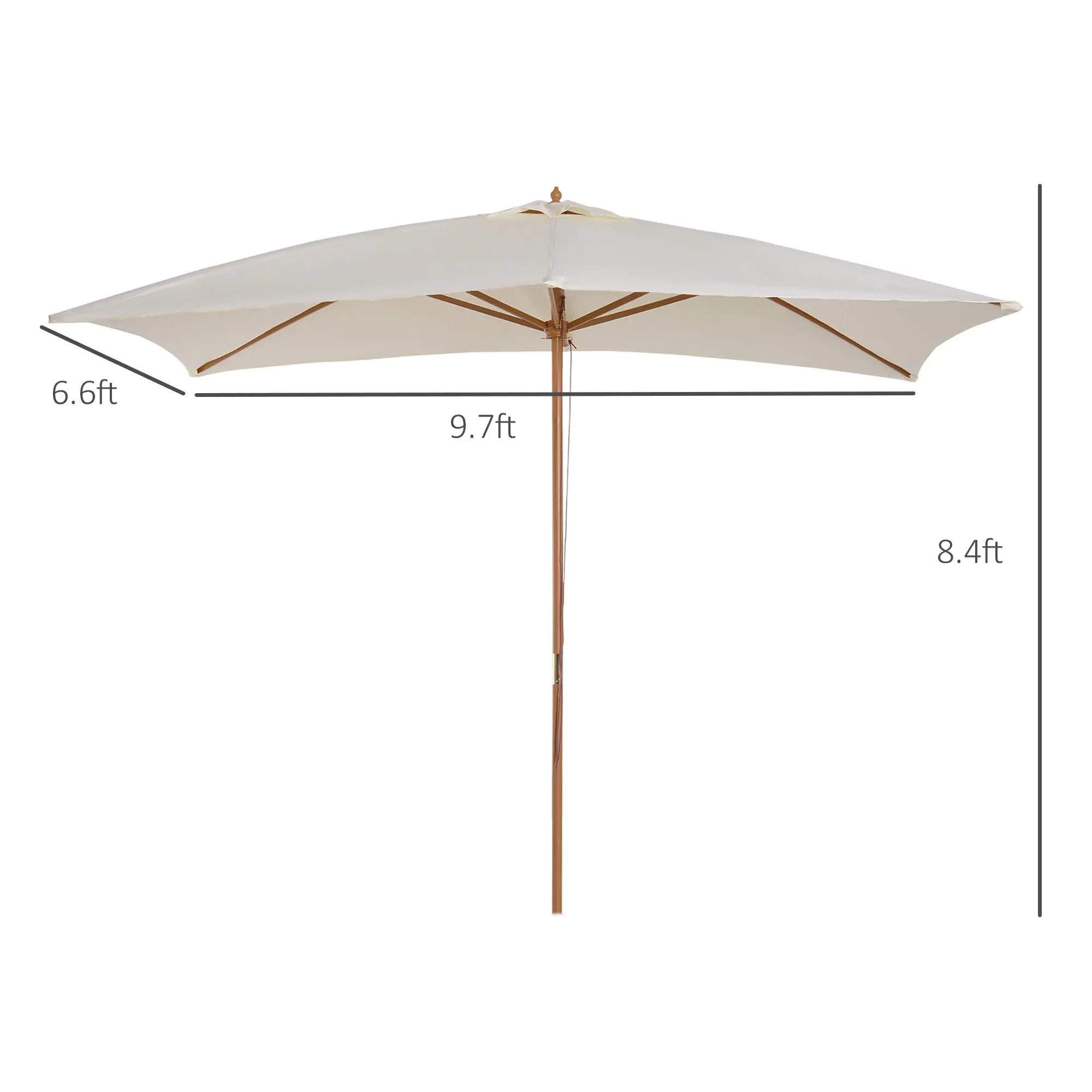Patio Sun Umbrella, Rectangle, Cream White - Image 3