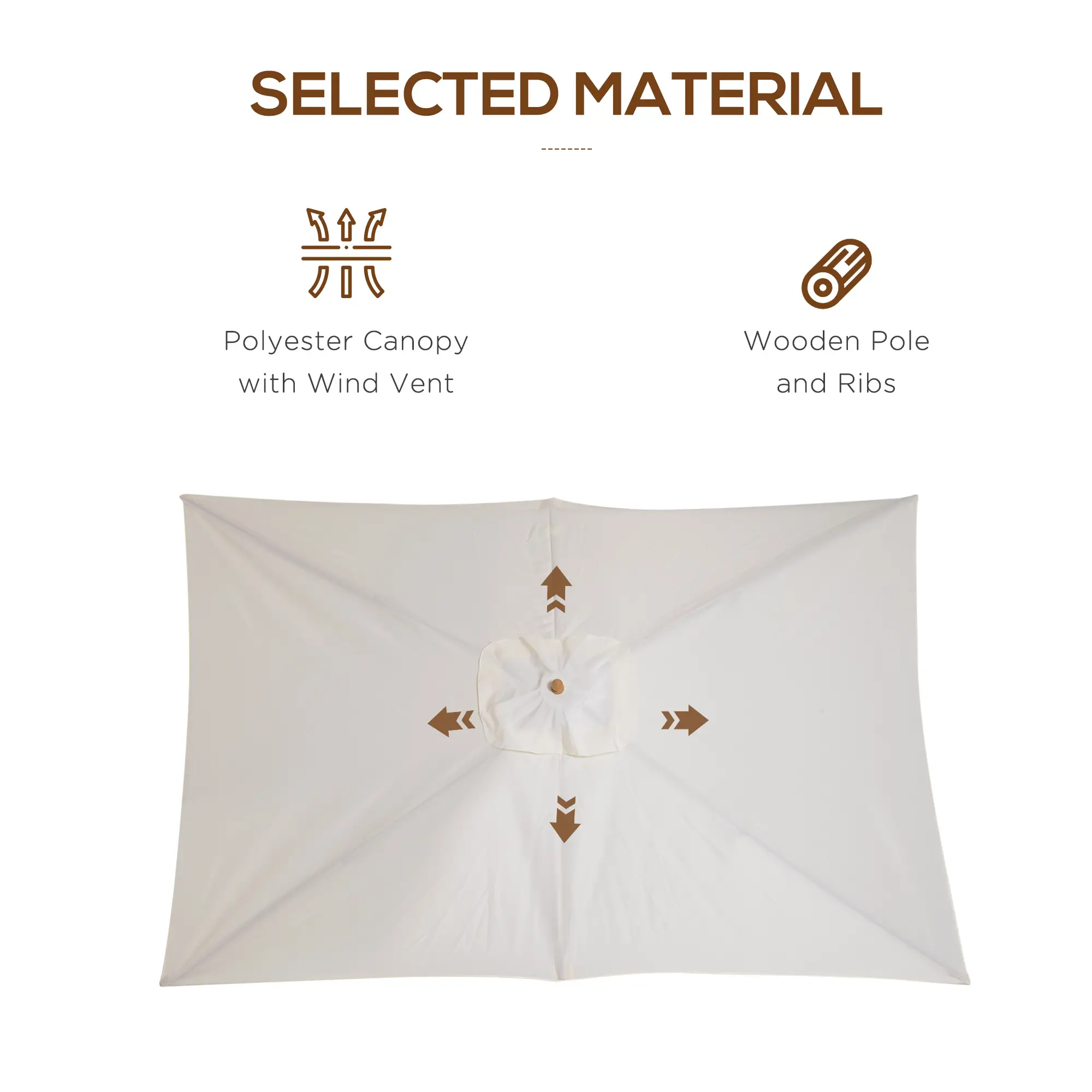 Patio Sun Umbrella, Rectangle, Cream White - Image 7
