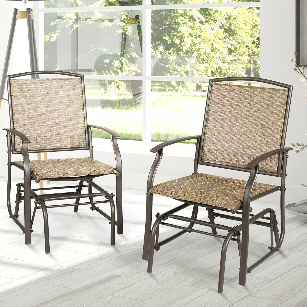 Patio Swing Glider Chair, Single Seating, Natural - Image 2