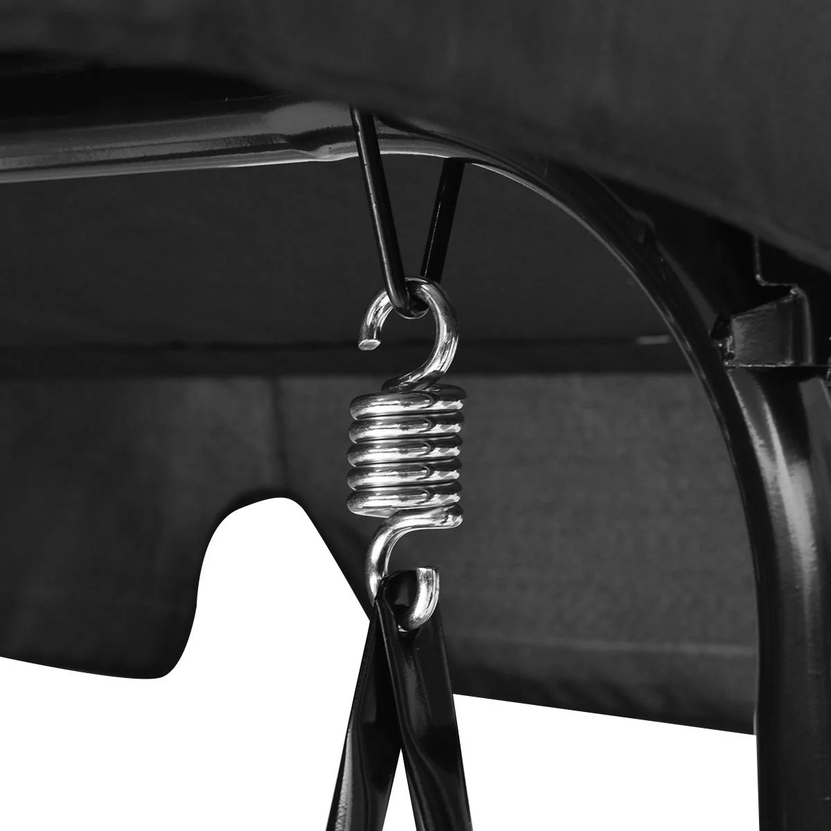 Patio Swing Glider, Steel Frame, Cushioned Loveseat, Black - Image 10
