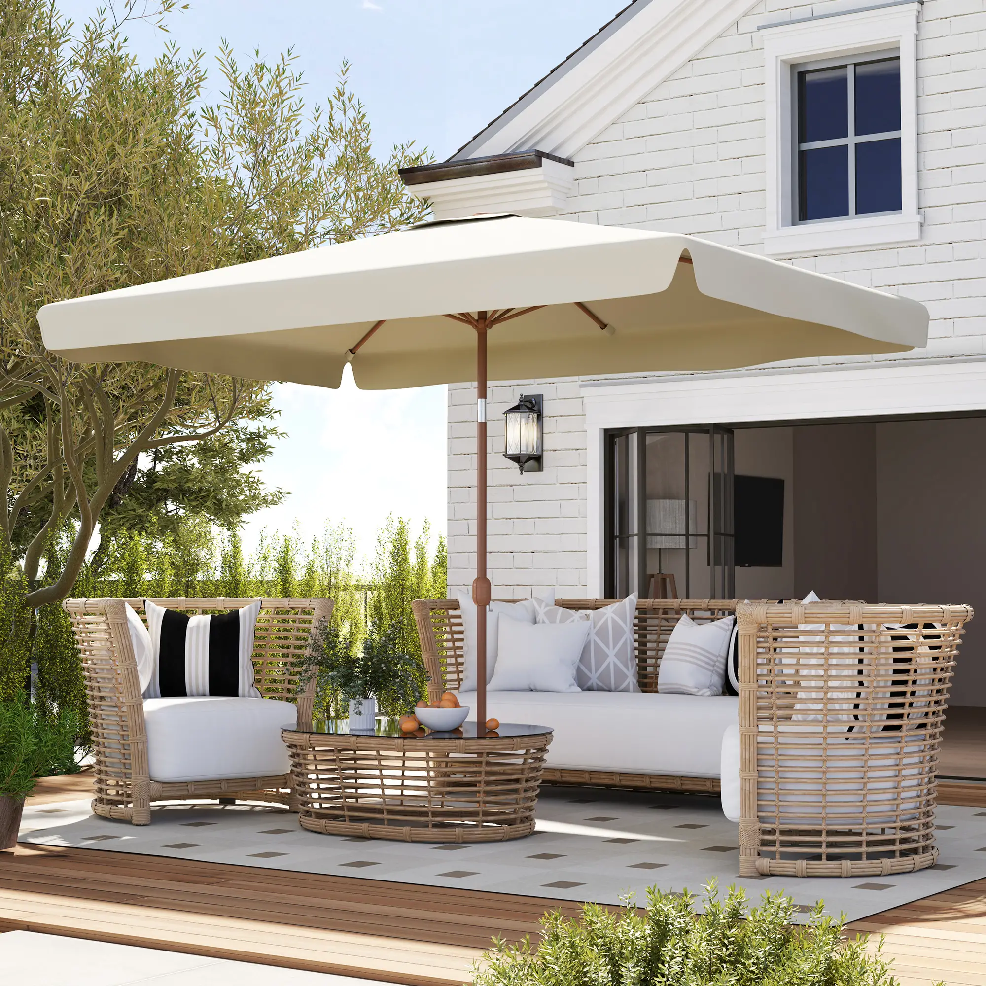 Patio Umbrella 118.1" x 78.7", UV50+ Protection, Beige - Image 10