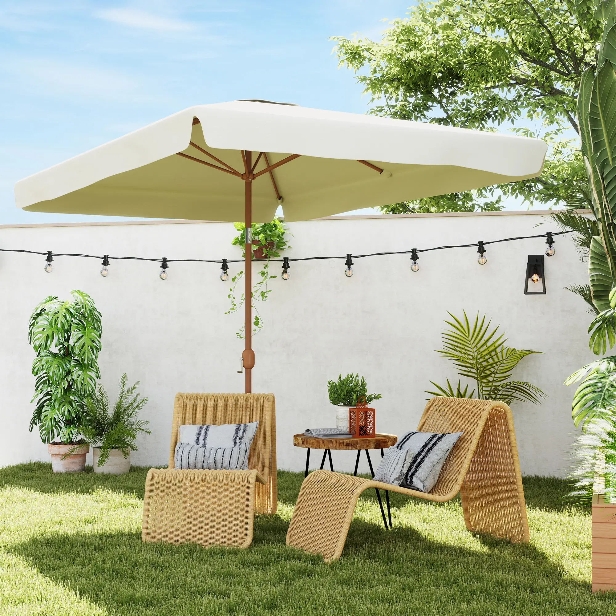Patio Umbrella 118.1" x 78.7", UV50+ Protection, Beige - Image 2