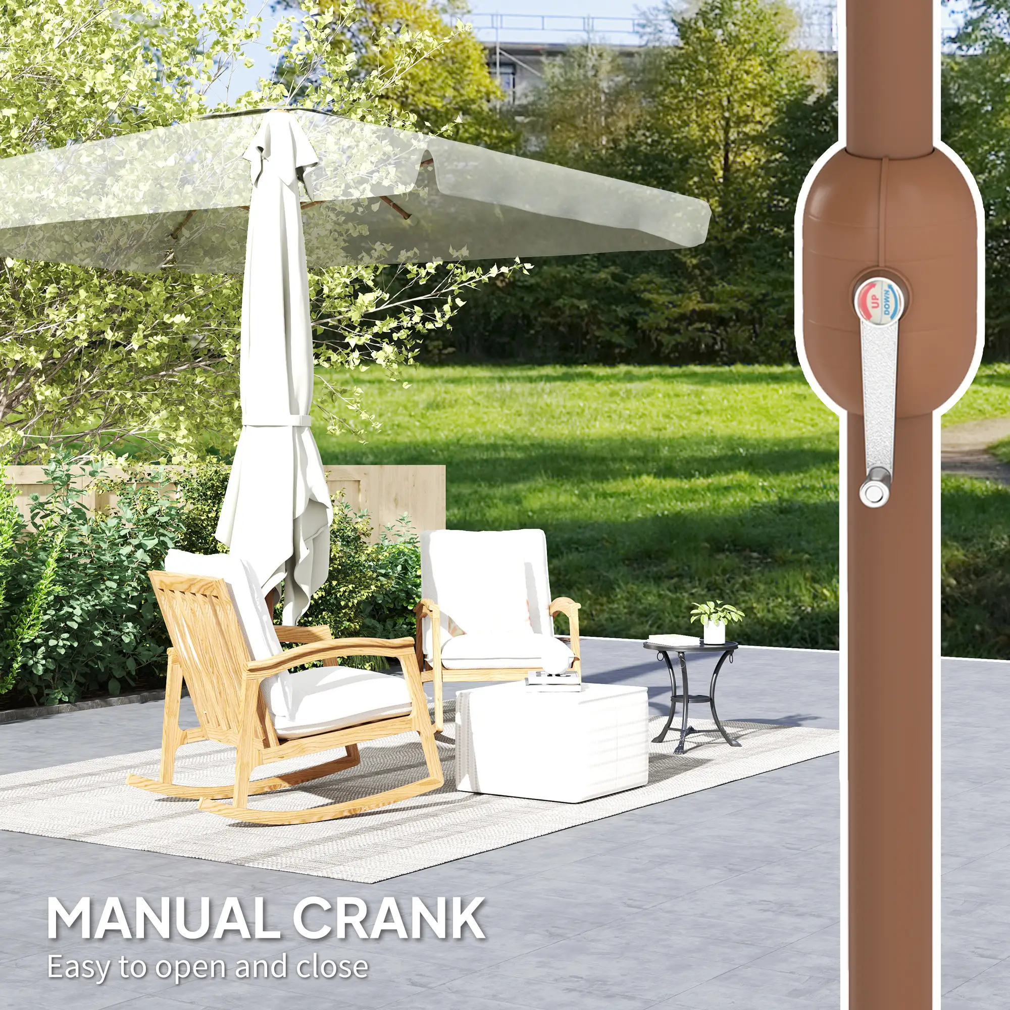 Patio Umbrella 118.1" x 78.7", UV50+ Protection, Beige - Image 7