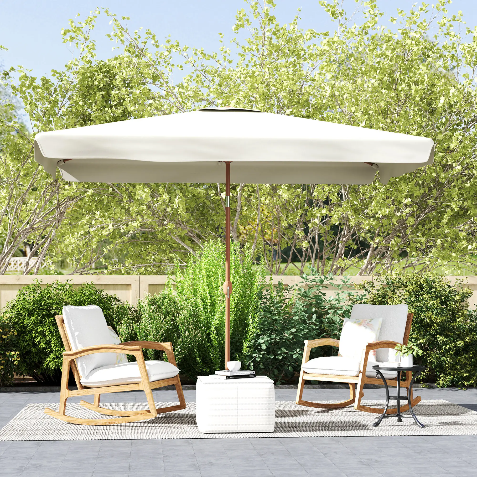 Patio Umbrella 118.1" x 78.7", UV50+ Protection, Beige - Image 8